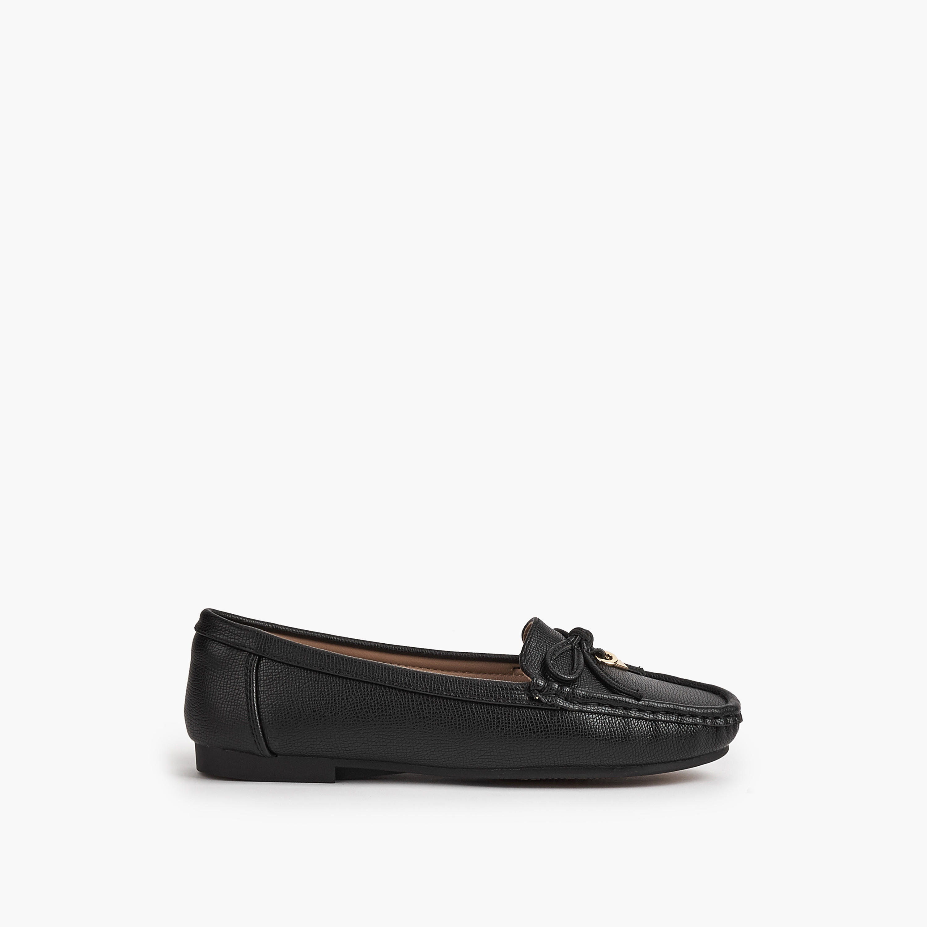 Le Confort Textured Slip-On Loafers with Bow Detail-women-shoes-loafersandmoccasins-image-2