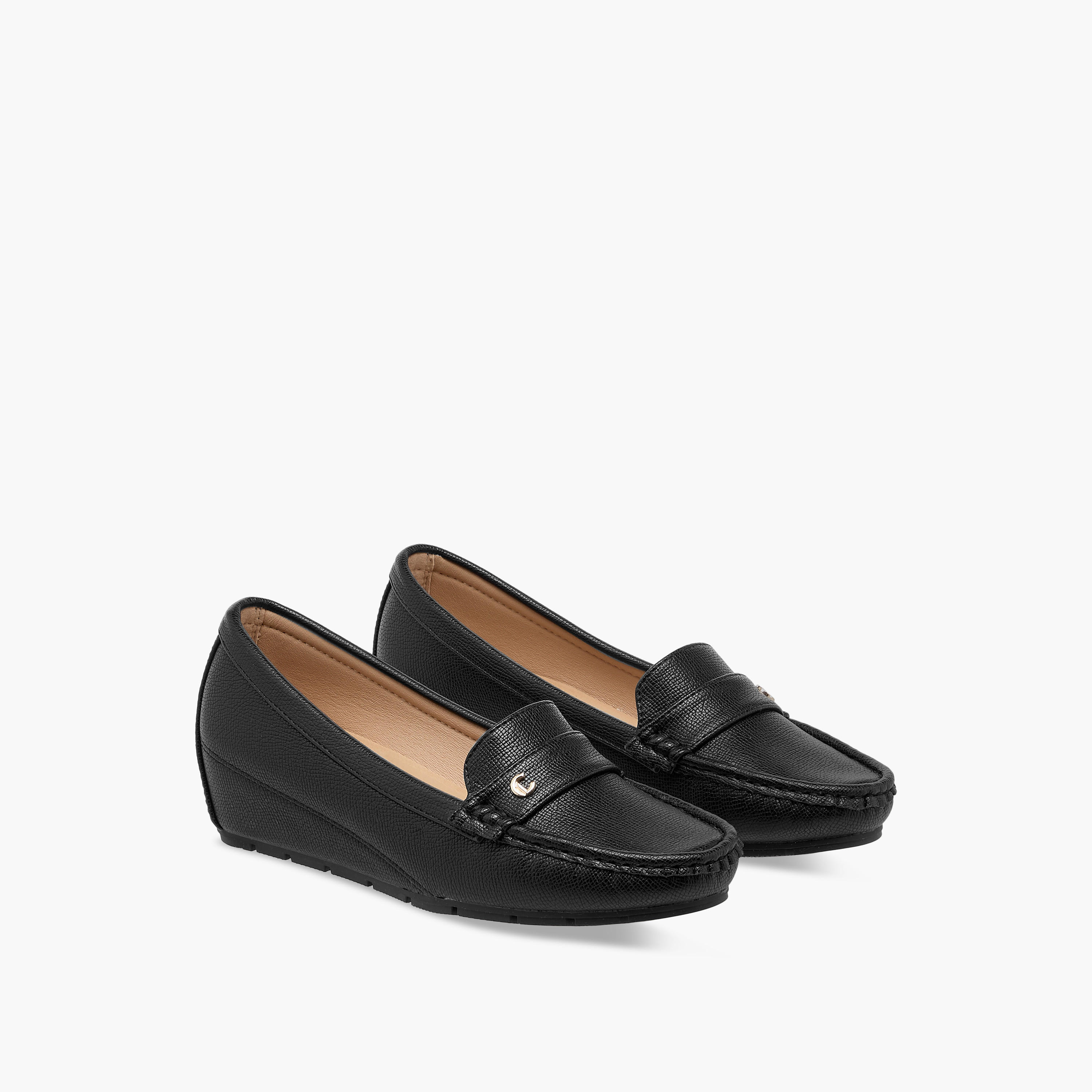 Le Confort Textured Slip-On Loafers with Wedge Heels-women-shoes-loafersandmoccasins-image-1