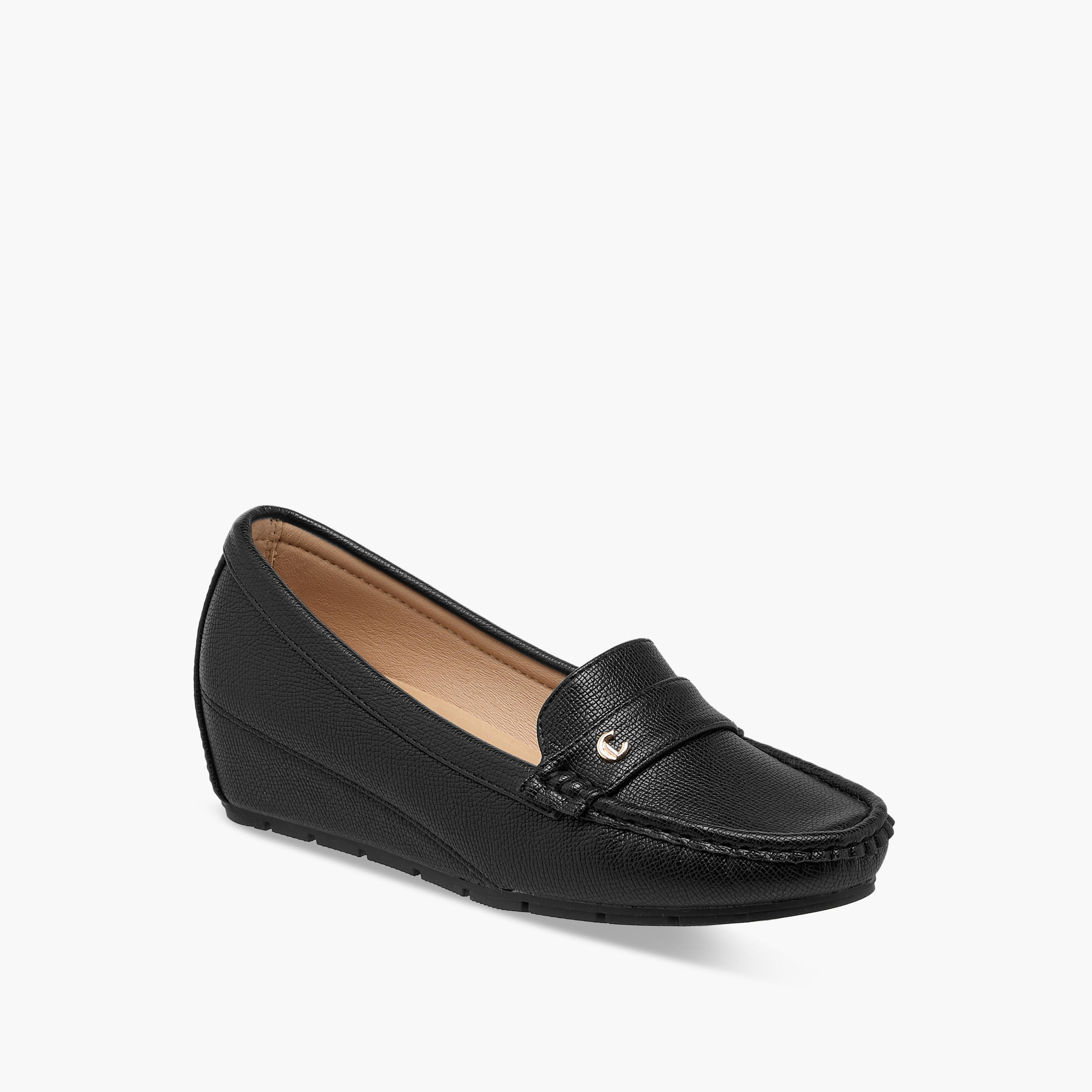 Le Confort Textured Slip-On Loafers with Wedge Heels-women-shoes-loafersandmoccasins-image-2