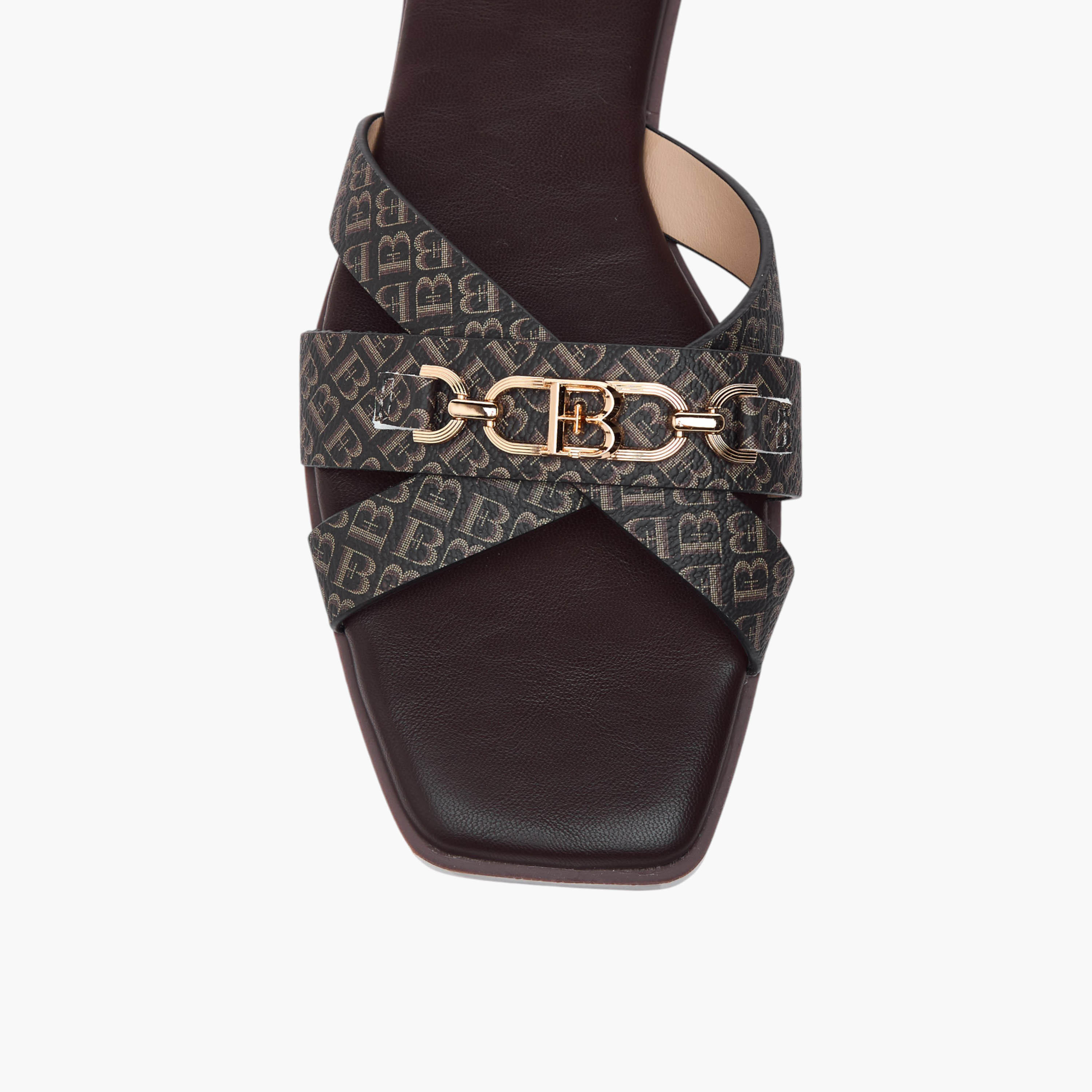 Flora Bella Monogram Print Cross Strap Slip-On Flat Sandals-women-shoes-flats-sandals-image-4