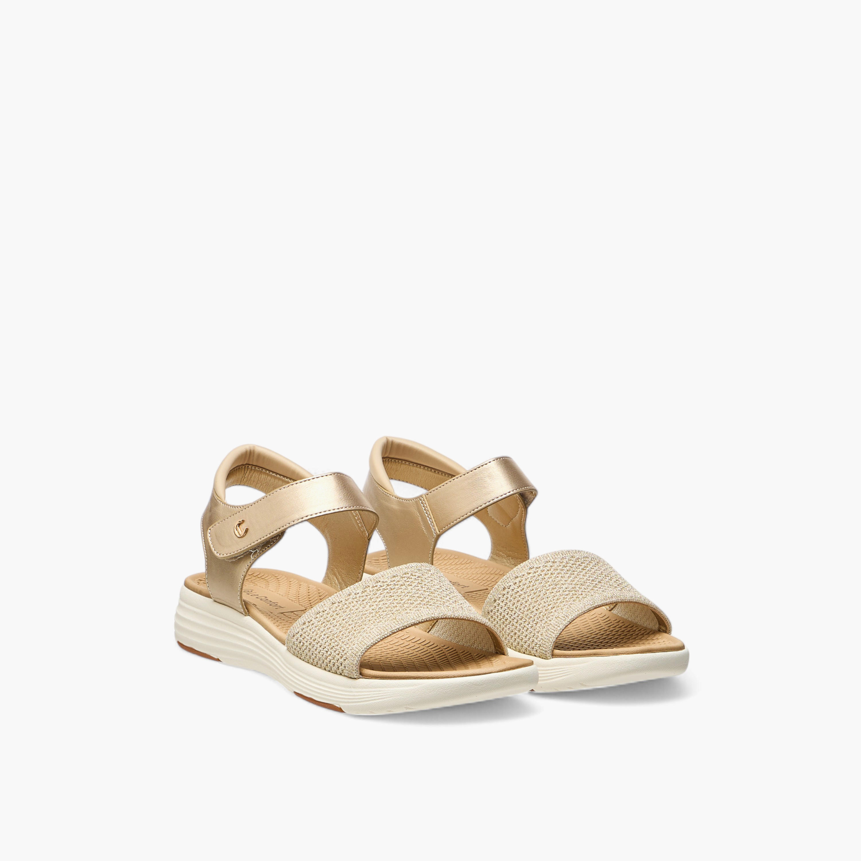 Le Confort Textured Comfort Sandals with Hook and Loop Closure-women-shoes-flats-sandals-image-1