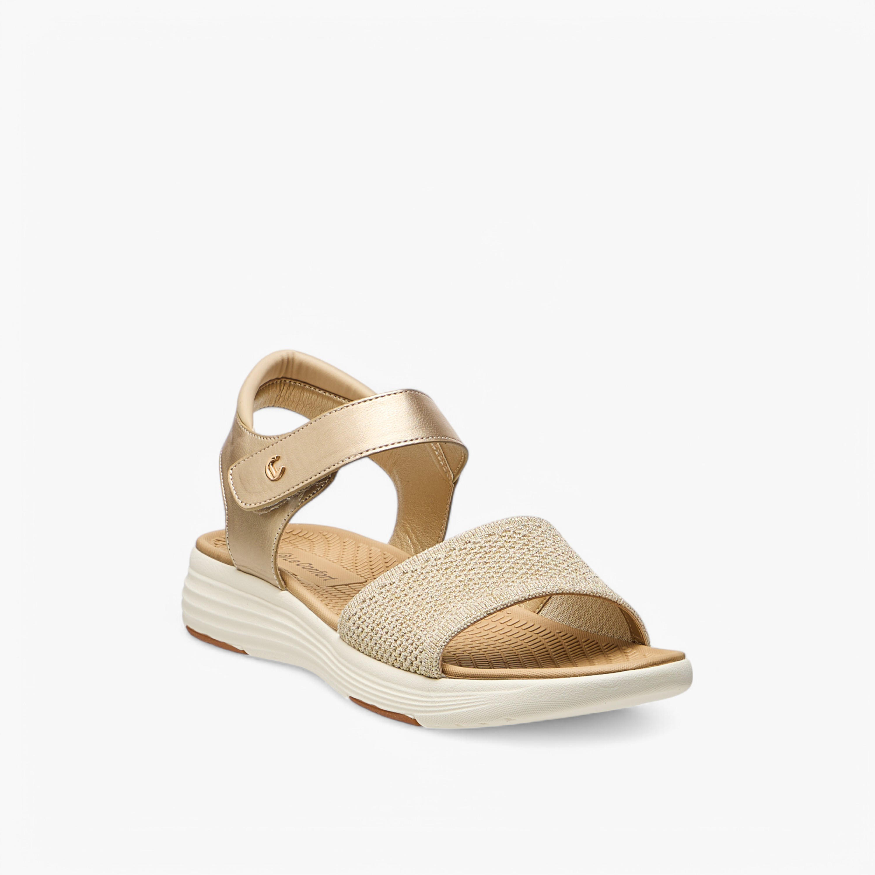 صندل مريح بارز الملمس بشريط إغلاق لاصق من لو كونفورت-women-shoes-flats-sandals-image-2