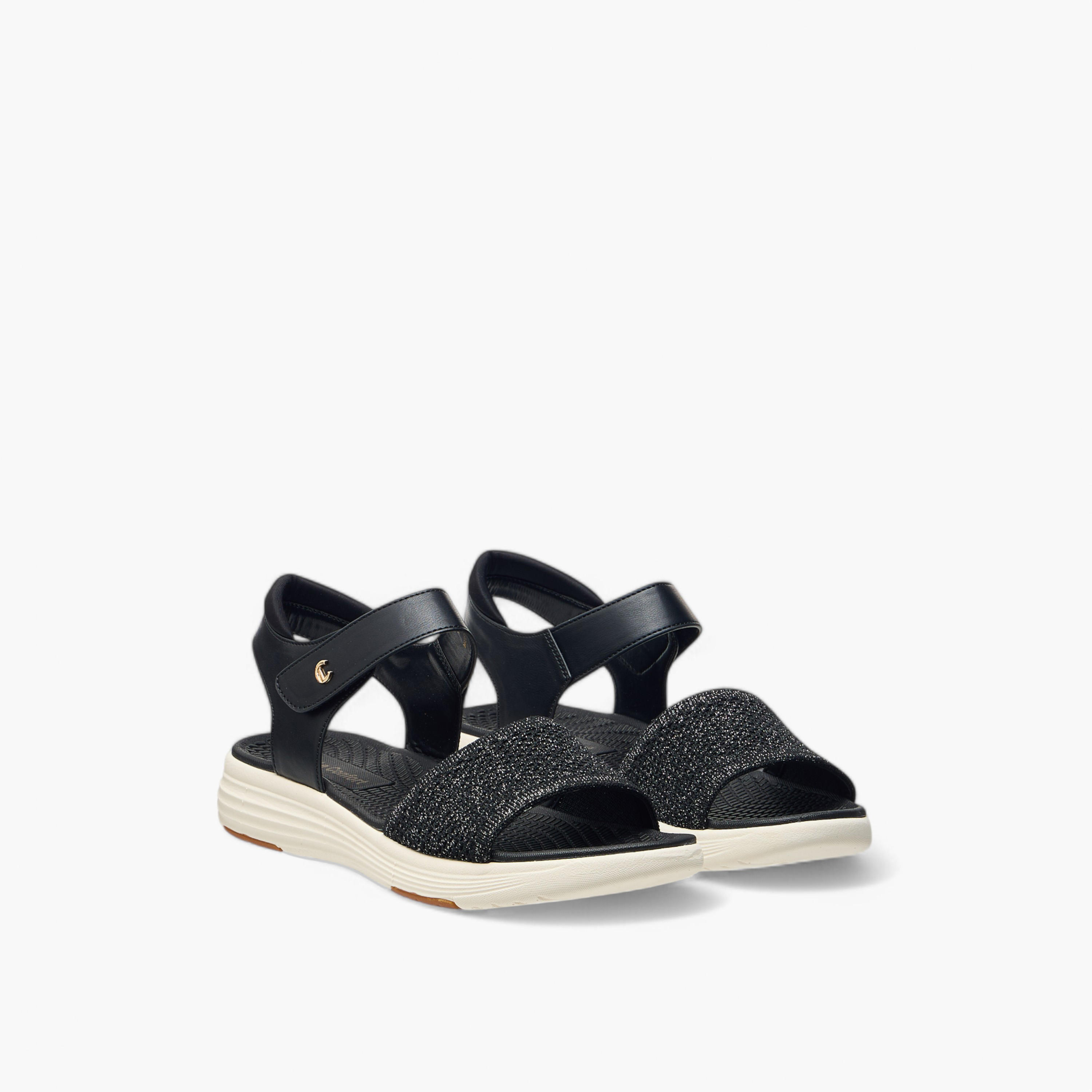 Le Confort Textured Comfort Sandals with Hook and Loop Closure-women-shoes-flats-sandals-image-1