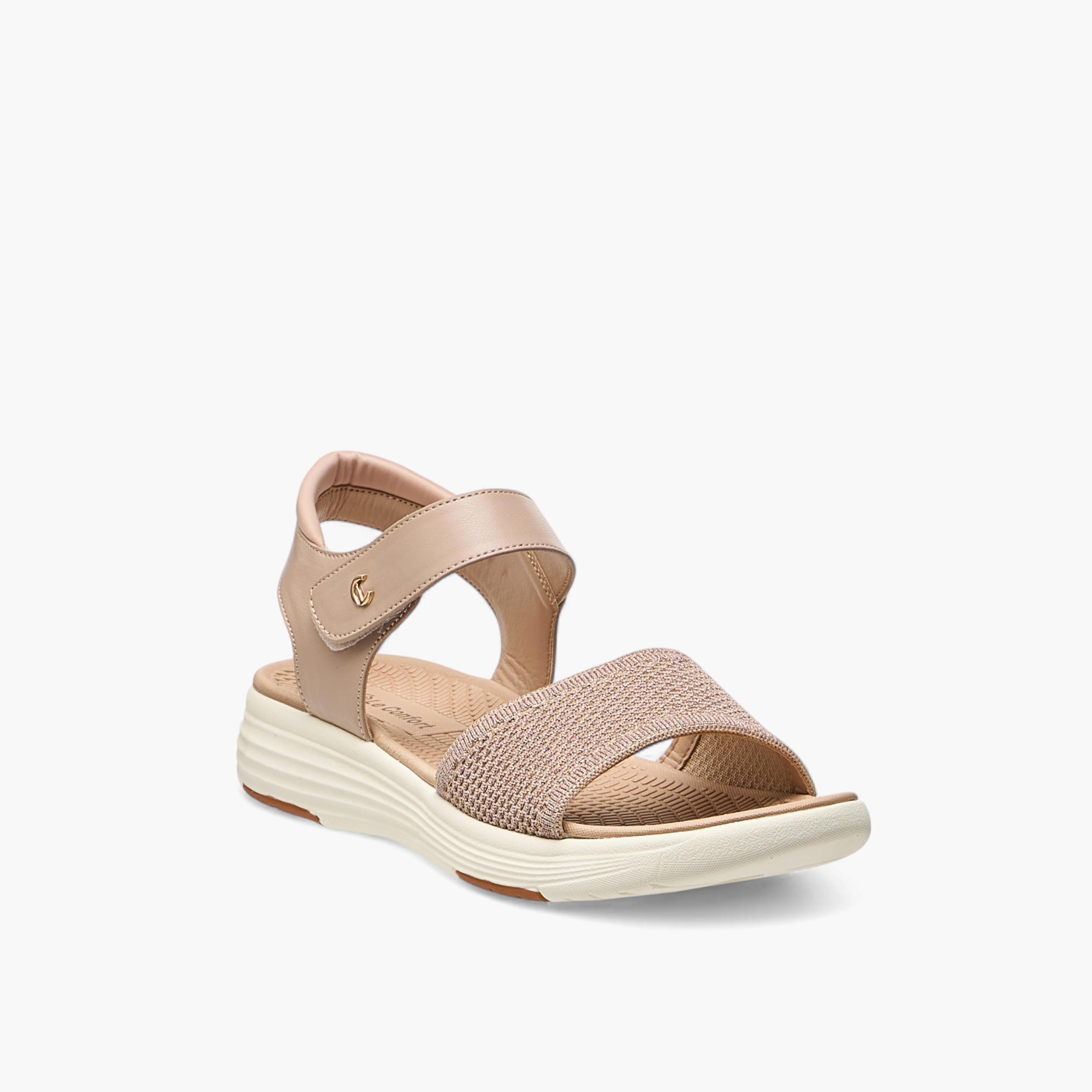 صندل مريح بارز الملمس بشريط إغلاق لاصق من لو كونفورت-women-shoes-flats-sandals-image-14