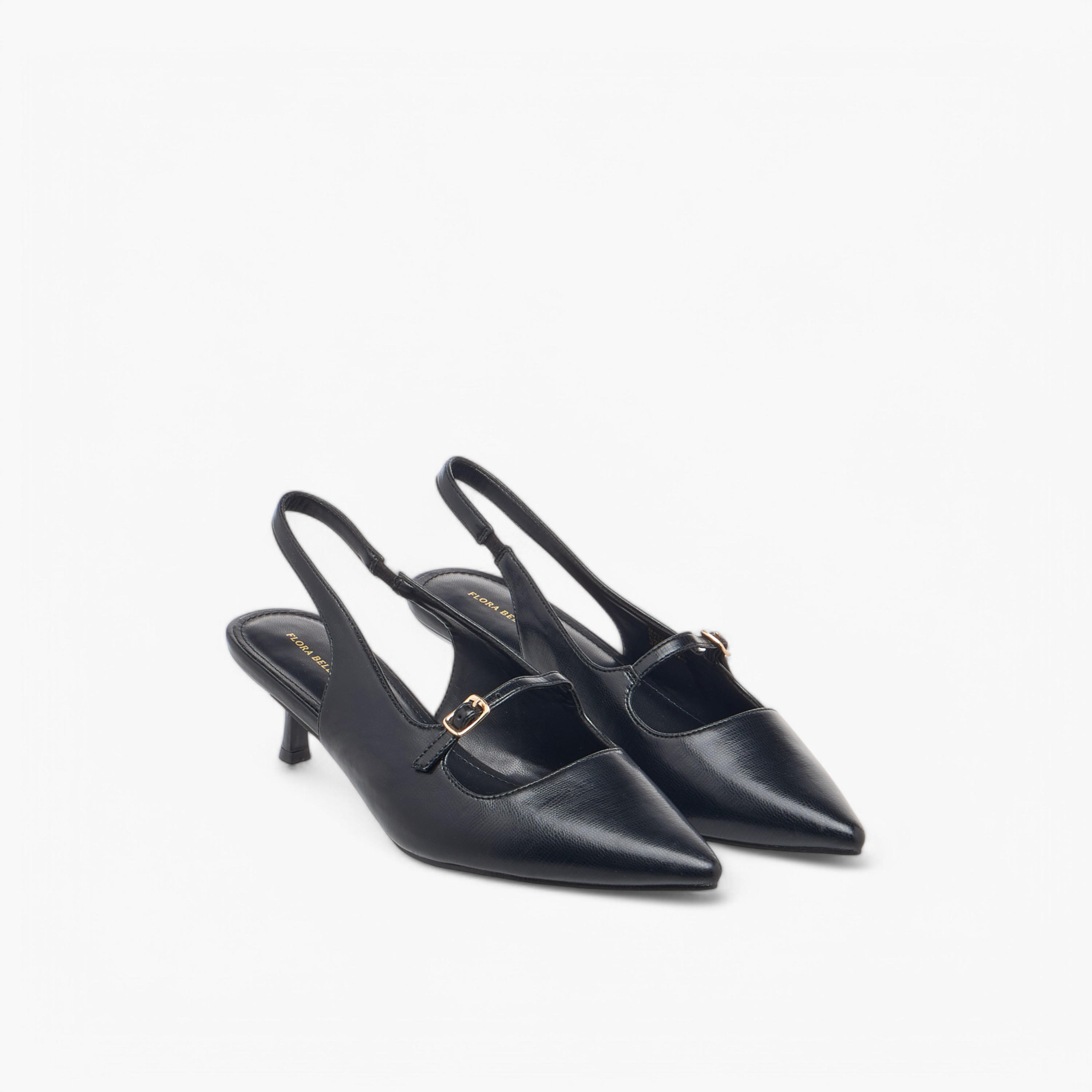Flora Bella Textured Slip-On Pointed Toe Shoes with Kitten Heels-women-shoes-heels-image-1