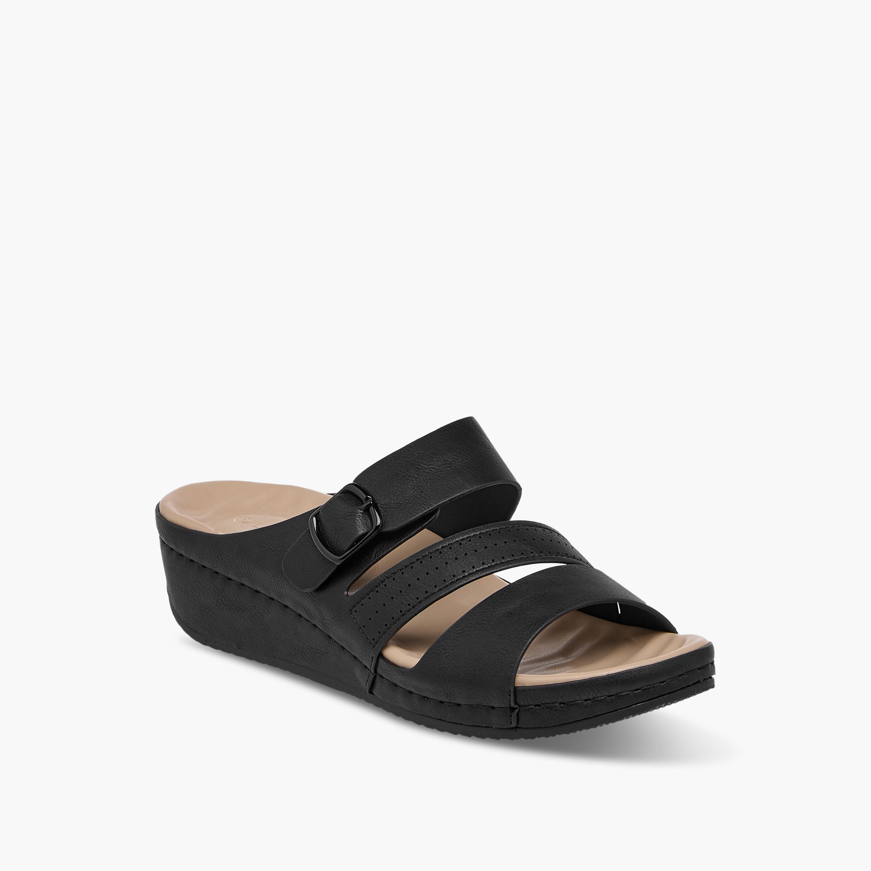Le Confort Solid Slip-On Sandals with Wedge Heels-women-shoes-sandals-heeled-image-2