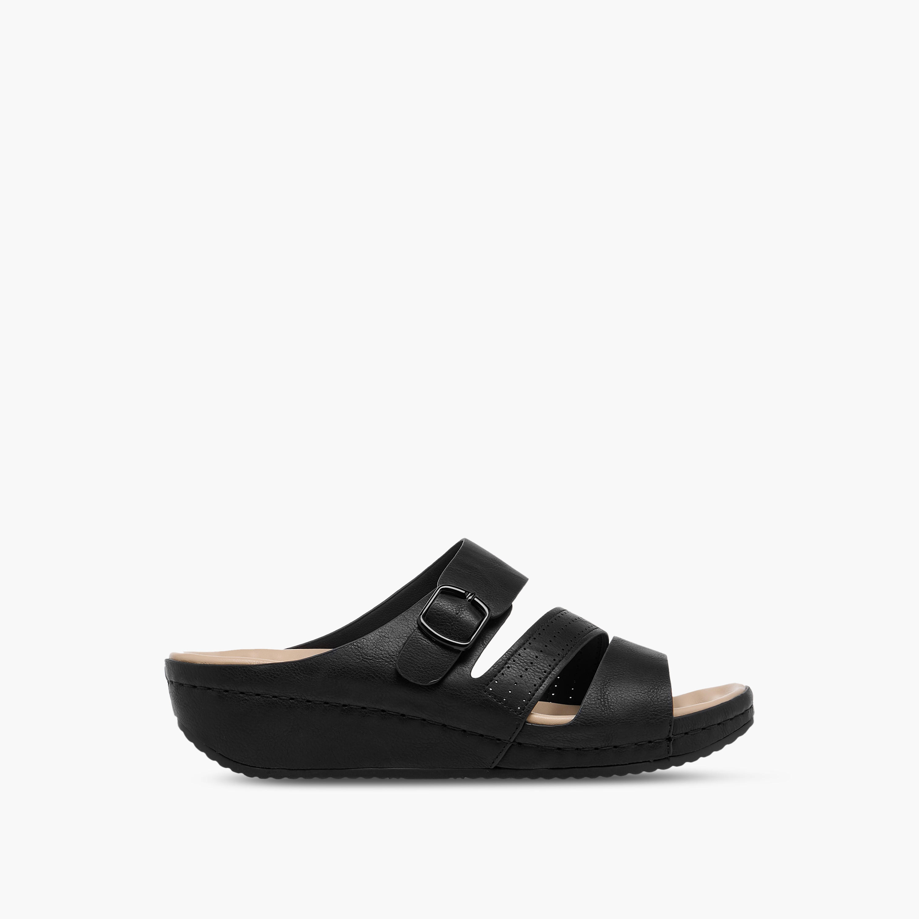 Le Confort Solid Slip-On Sandals with Wedge Heels-women-shoes-sandals-heeled-image-3
