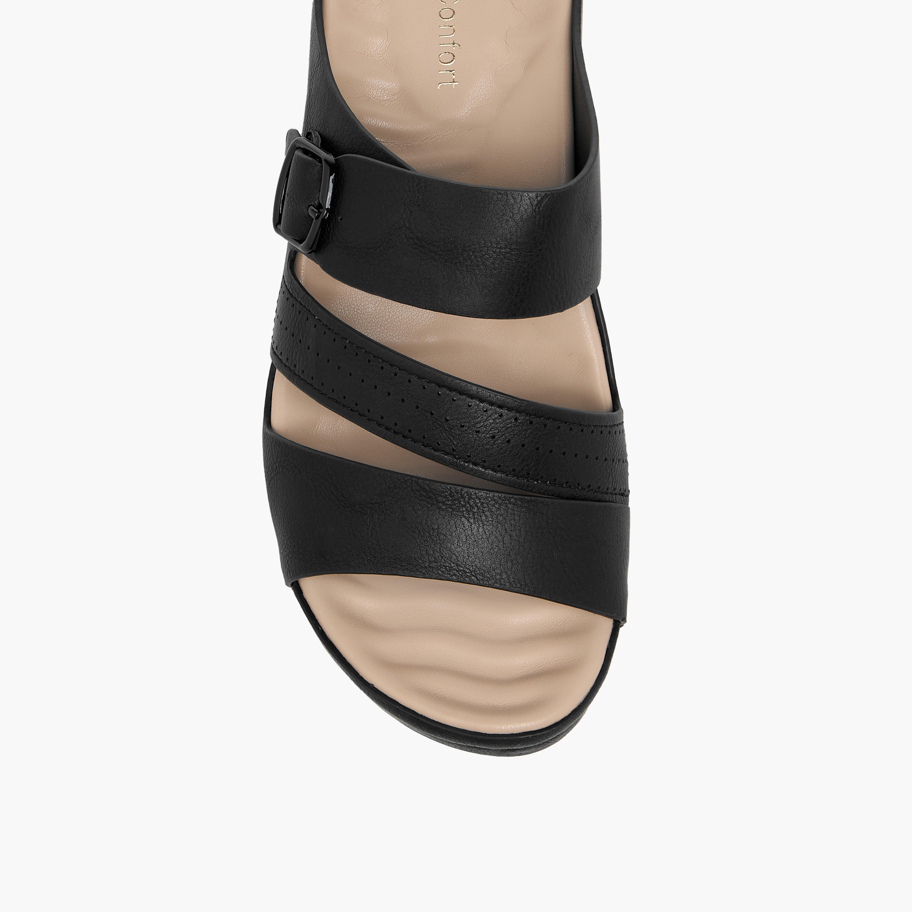 Le Confort Solid Slip-On Sandals with Wedge Heels-women-shoes-sandals-heeled-image-5