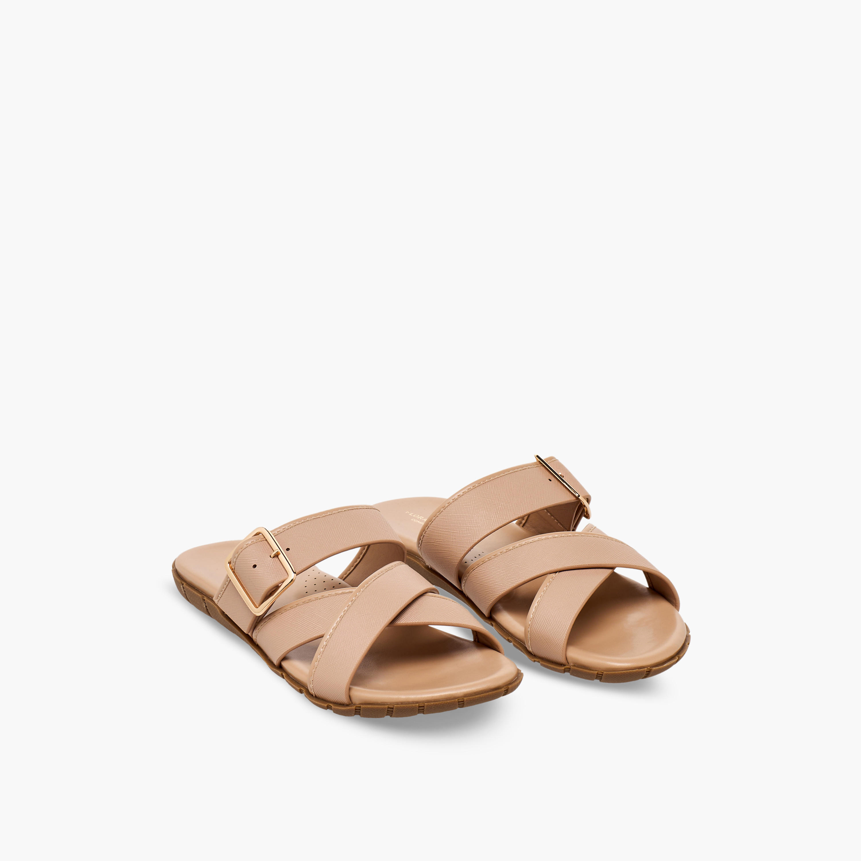 صندل بأحزمة متقاطعة وزينة إبزيم للنساء من فلورا بيلا-women-shoes-flats-sandals-image-9