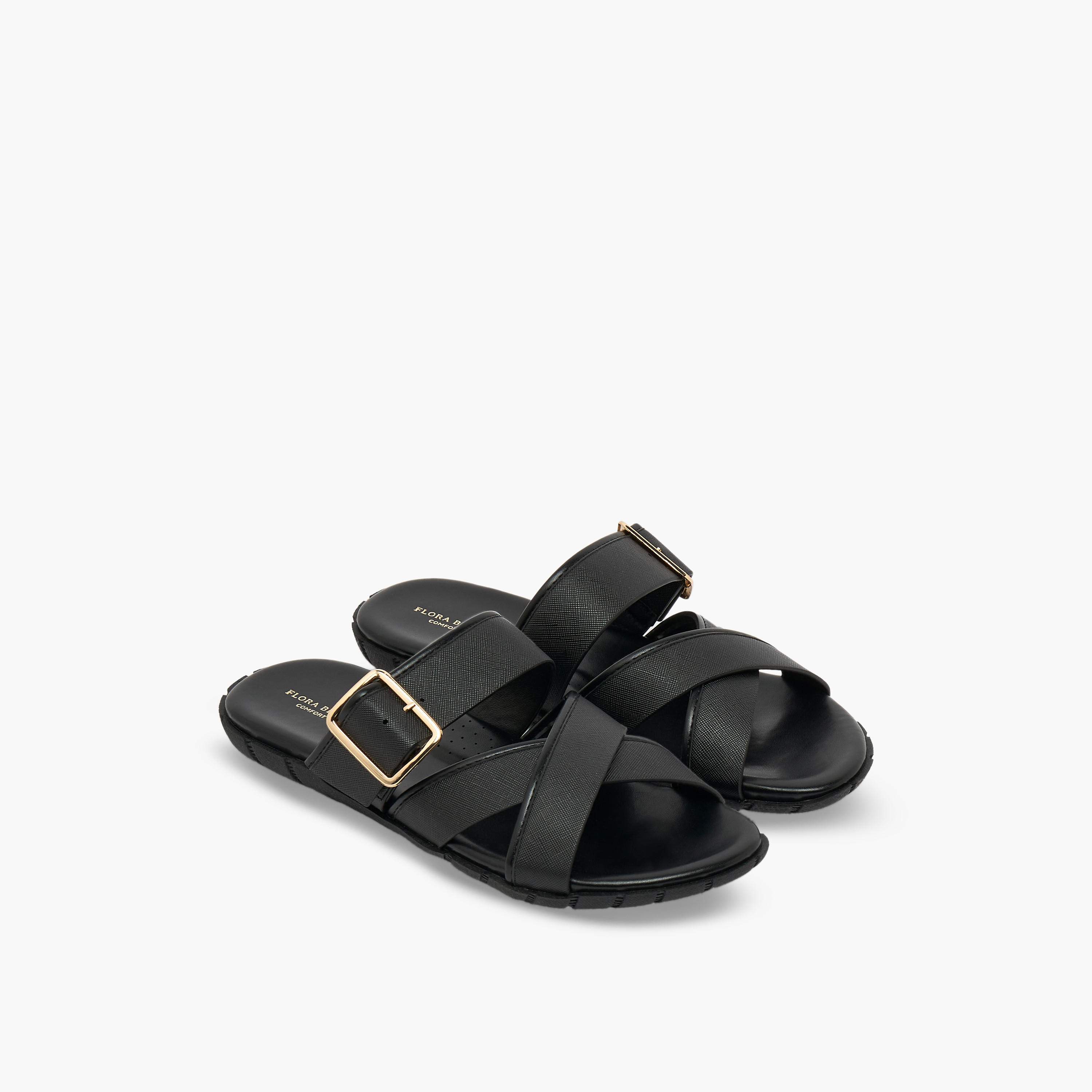 صندل بأحزمة متقاطعة وزينة إبزيم للنساء من فلورا بيلا-women-shoes-flats-sandals-image-1