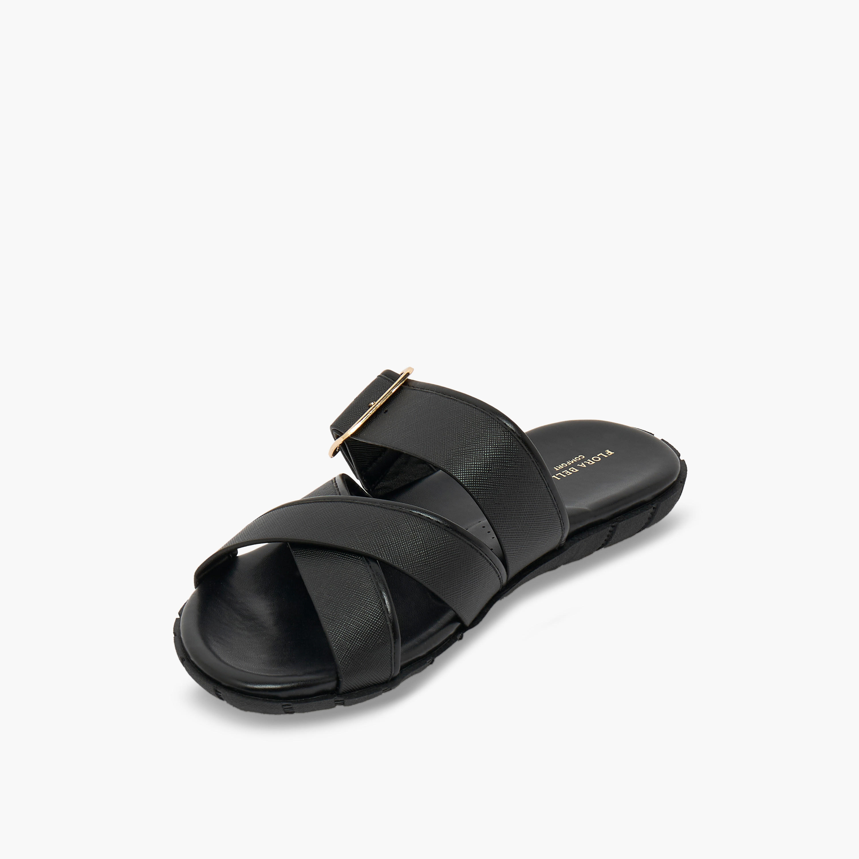 صندل بأحزمة متقاطعة وزينة إبزيم للنساء من فلورا بيلا-women-shoes-flats-sandals-image-4