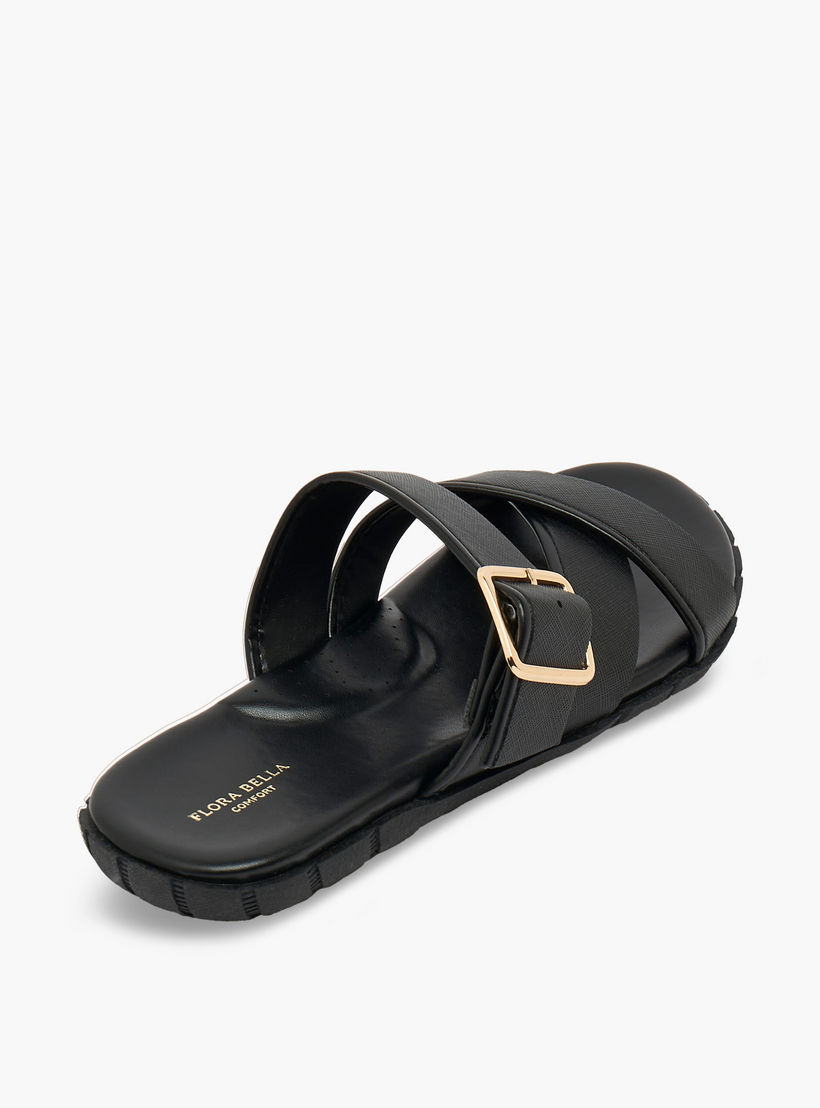 صندل بأحزمة متقاطعة وزينة إبزيم للنساء من فلورا بيلا-women-shoes-flats-sandals-image-6