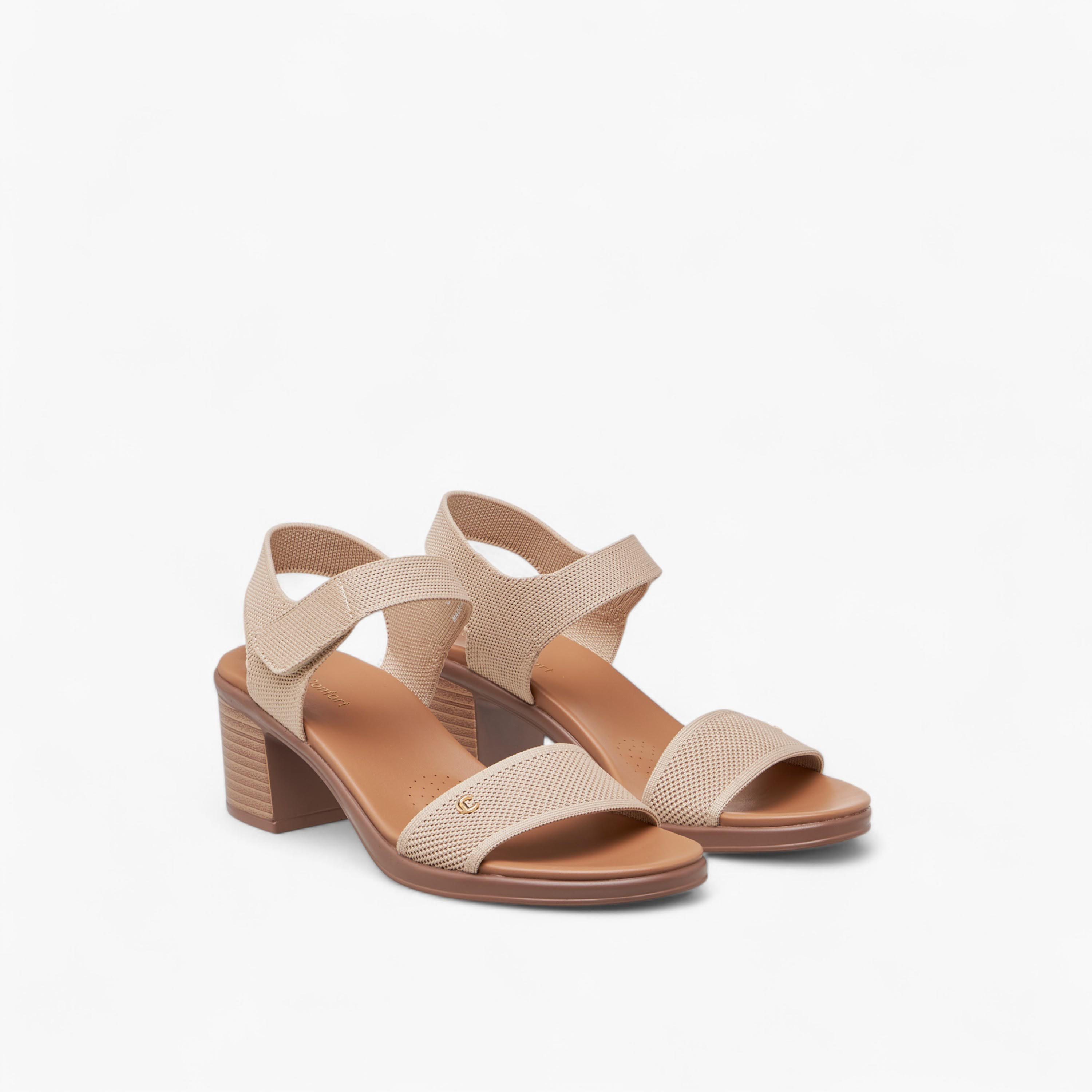 Le Confort Flyknit Textured Sandals with Block Heels-women-shoes-sandals-heeled-image-1