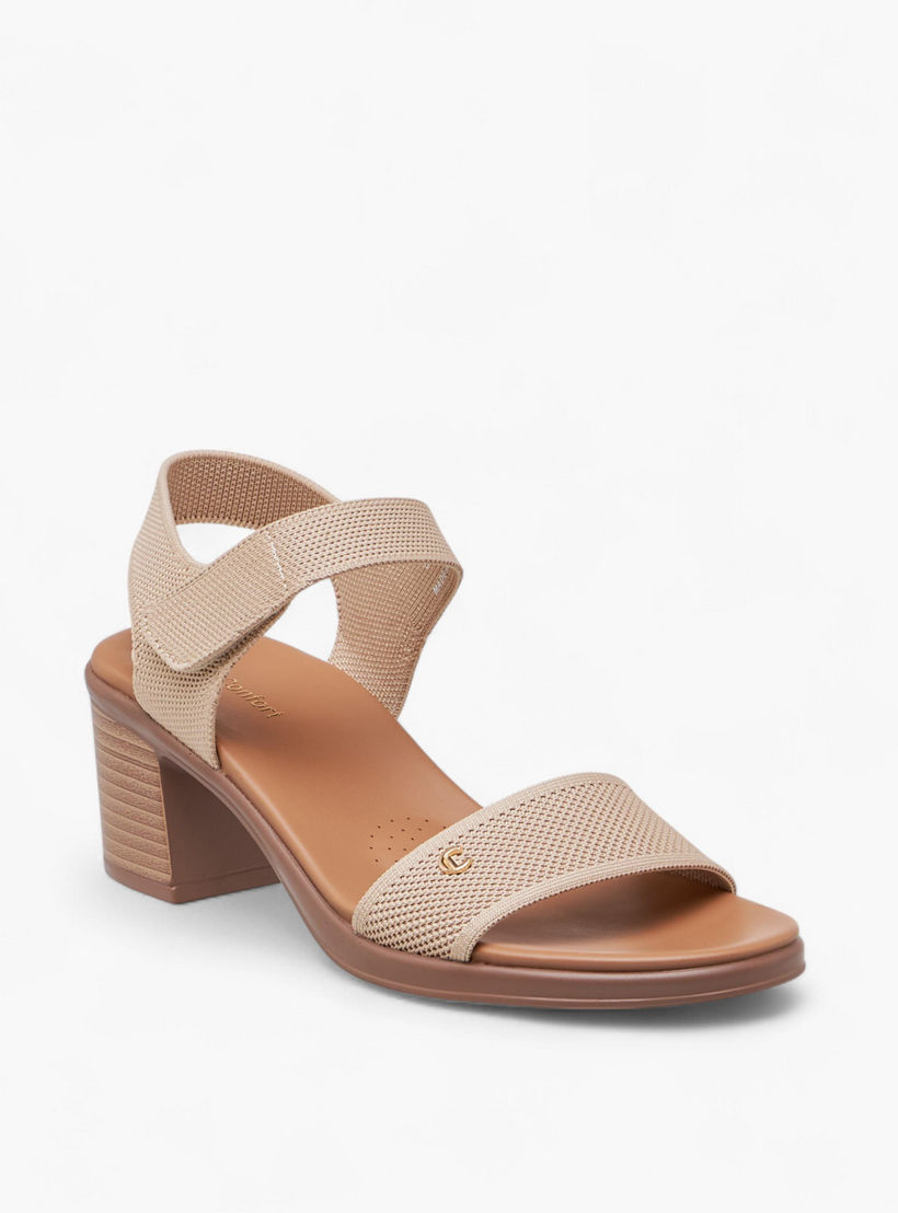 صندل بارز الملمس بشبكة فلاينت وكعب سميك من لو كونفورت-women-shoes-sandals-heeled-image-2