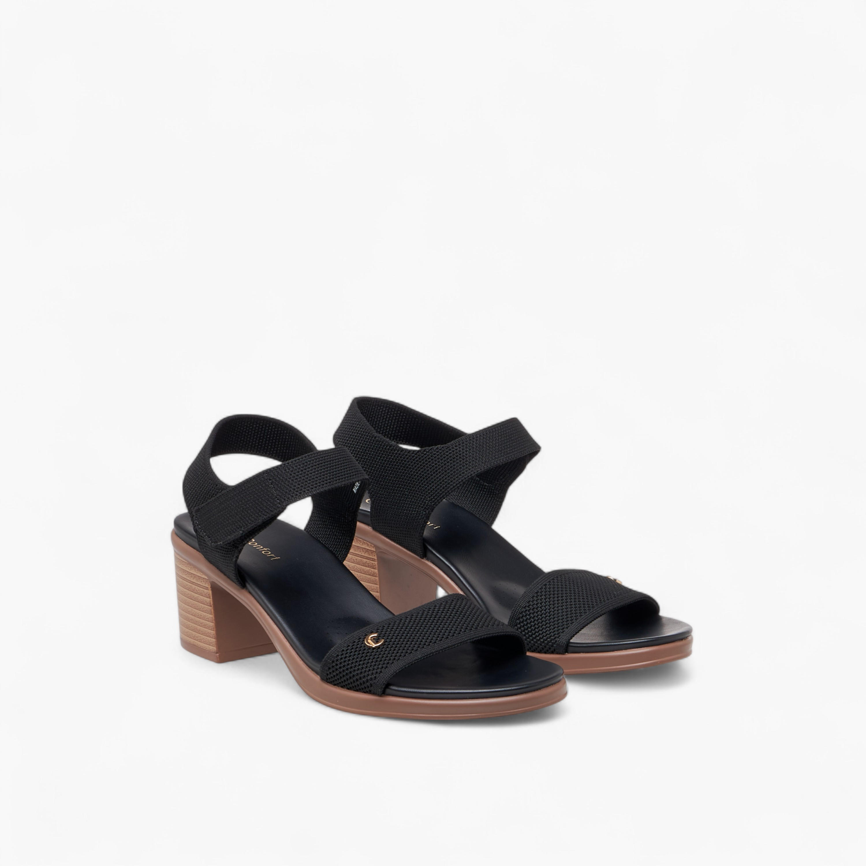 Le Confort Flyknit Textured Sandals with Block Heels-women-shoes-sandals-heeled-image-1
