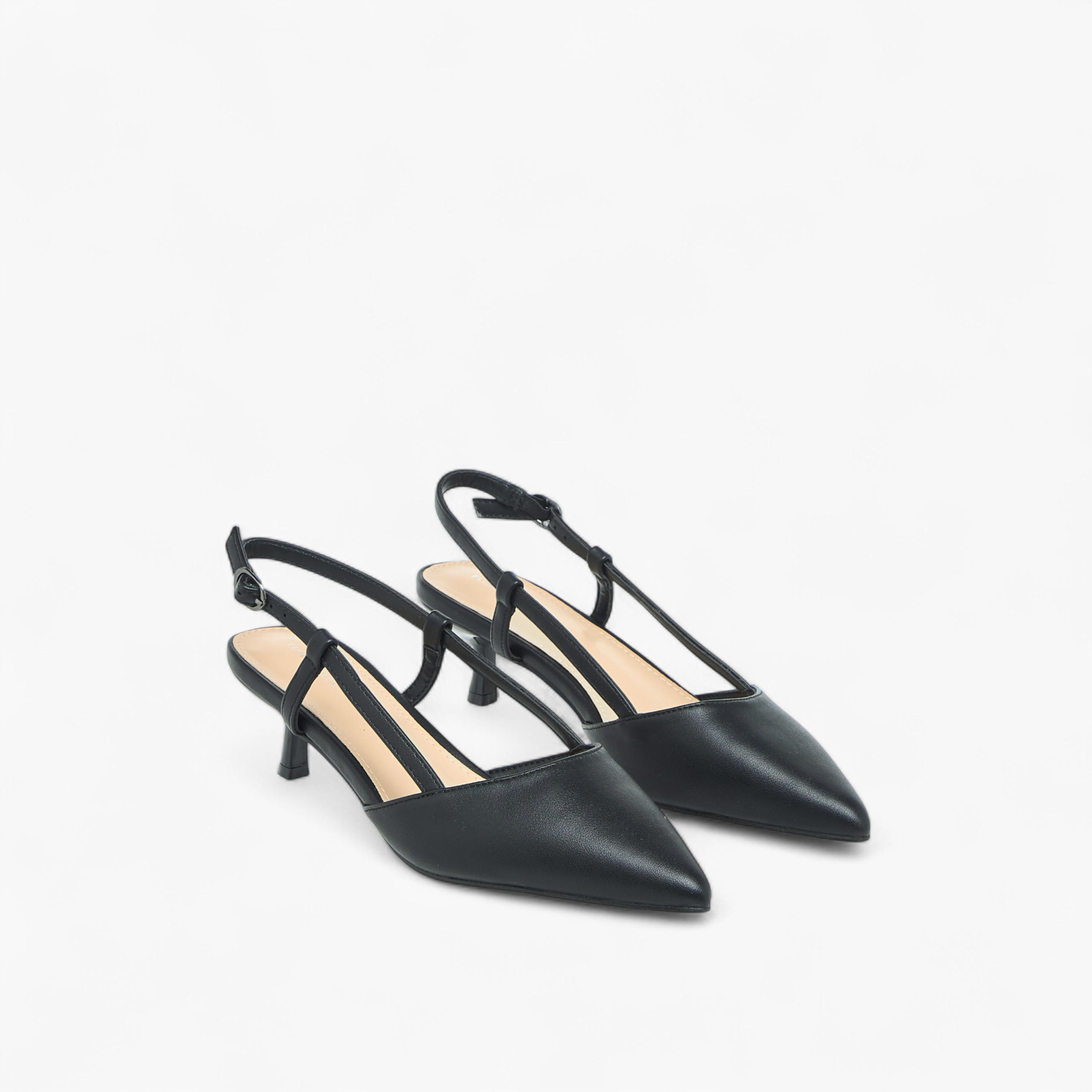Flora Bella Solid Pointed Toe Shoes with Kitten Heels and Buckle Closure-women-shoes-heels-image-1