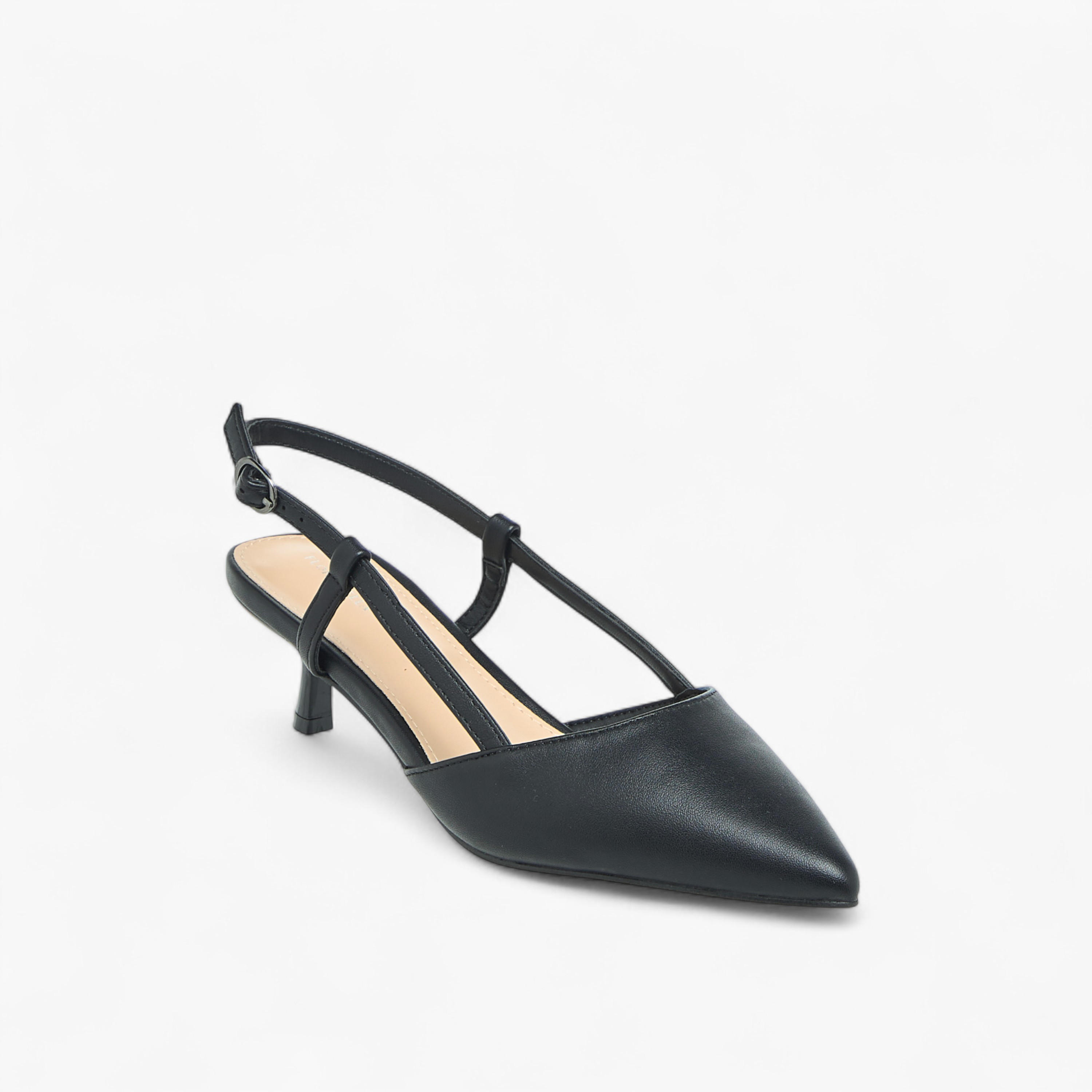 Flora Bella Solid Pointed Toe Shoes with Kitten Heels and Buckle Closure-women-shoes-heels-image-2