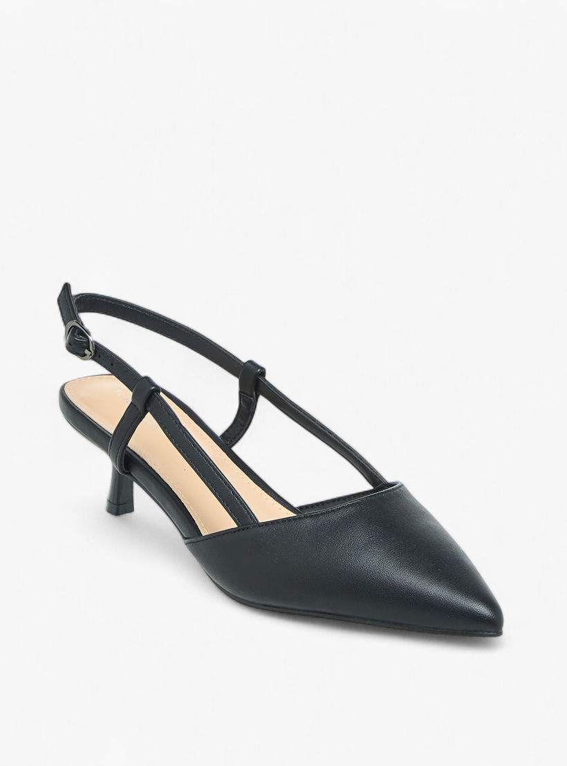 Flora Bella Solid Pointed Toe Shoes with Kitten Heels and Buckle Closure-women-shoes-heels-image-2