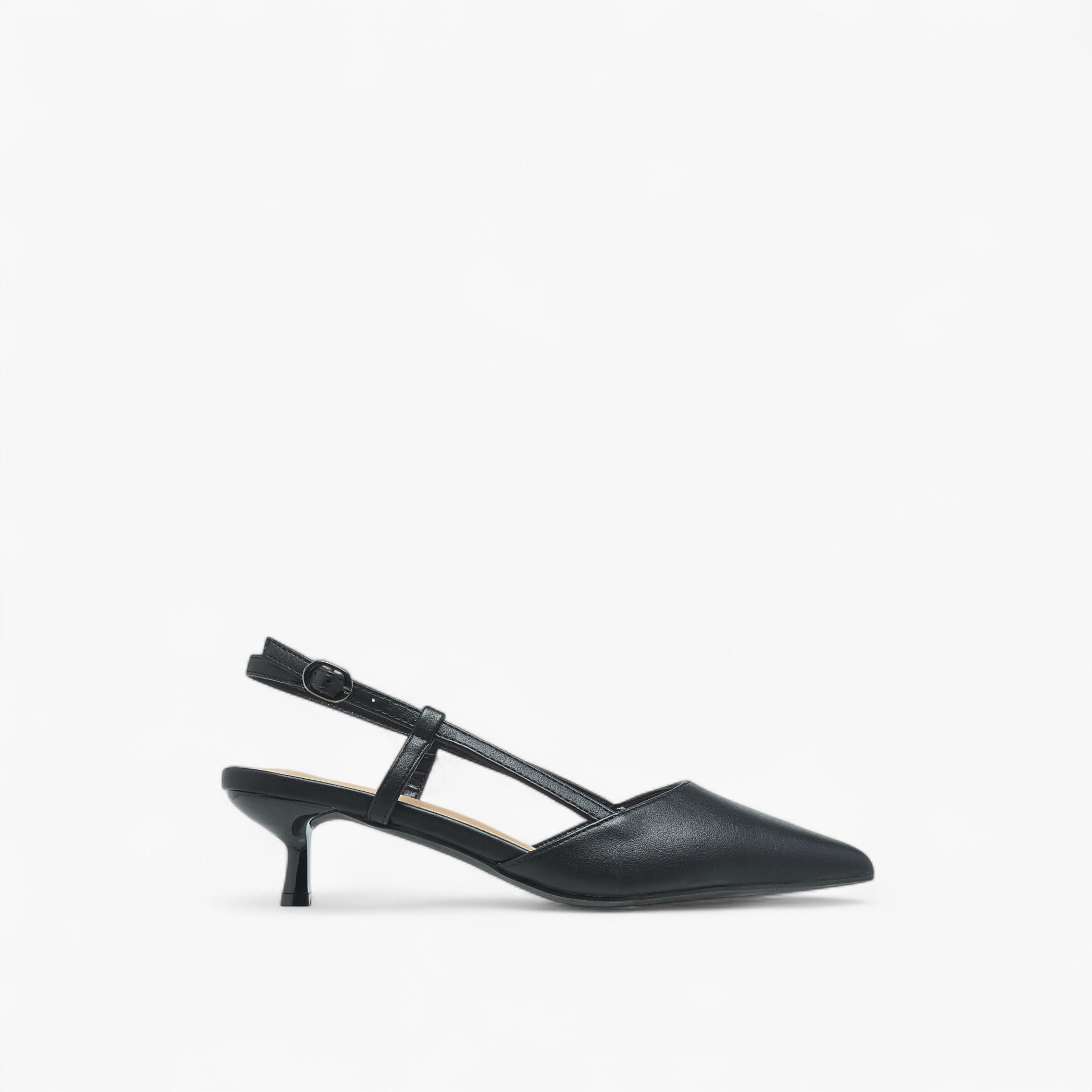 Flora Bella Solid Pointed Toe Shoes with Kitten Heels and Buckle Closure-women-shoes-heels-image-3