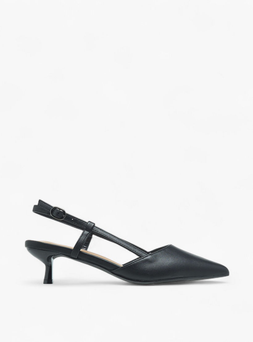 Flora Bella Solid Pointed Toe Shoes with Kitten Heels and Buckle Closure-women-shoes-heels-image-3