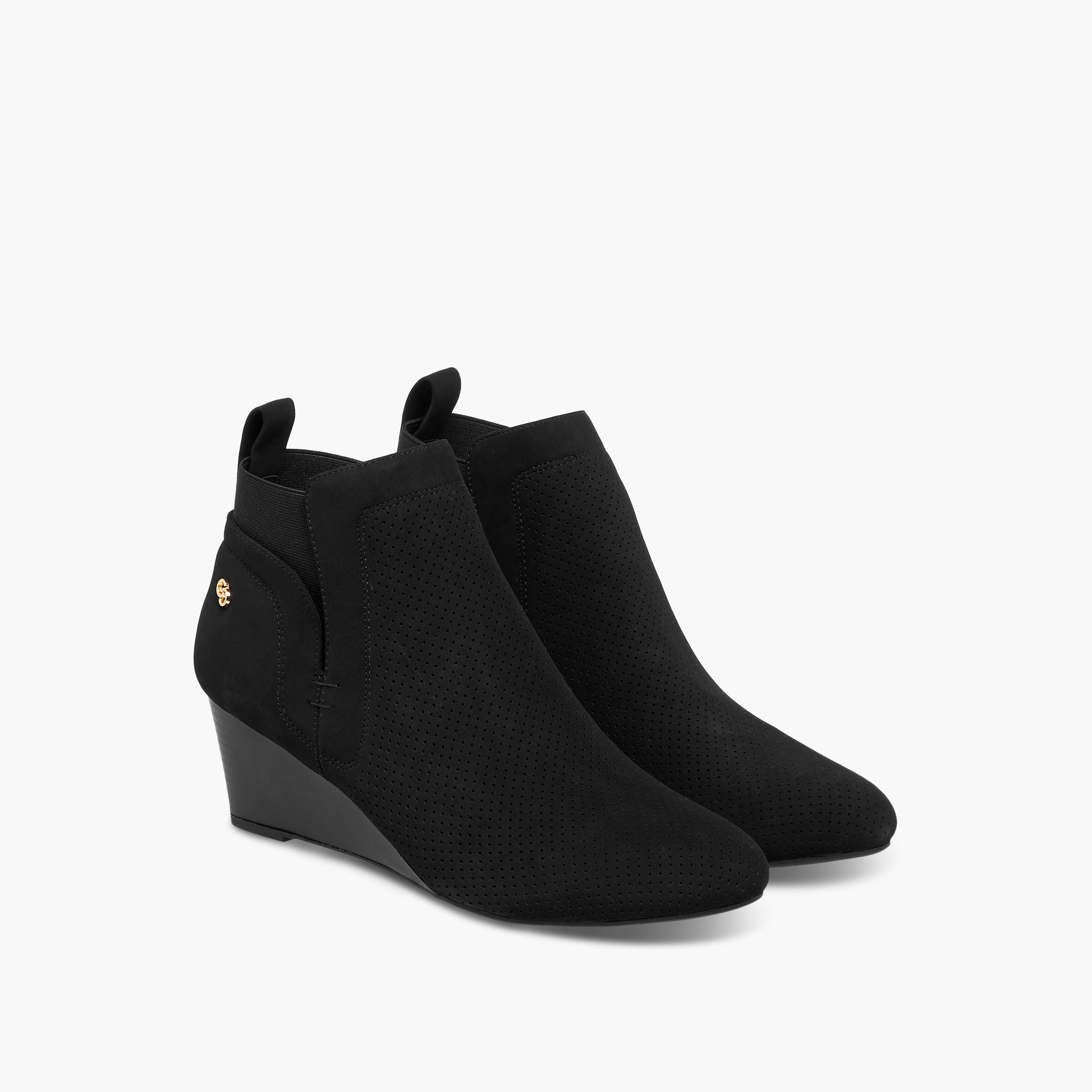 Celeste Women's Perforated Wedge Heel Ankle Boots-women-shoes-boots-image-1