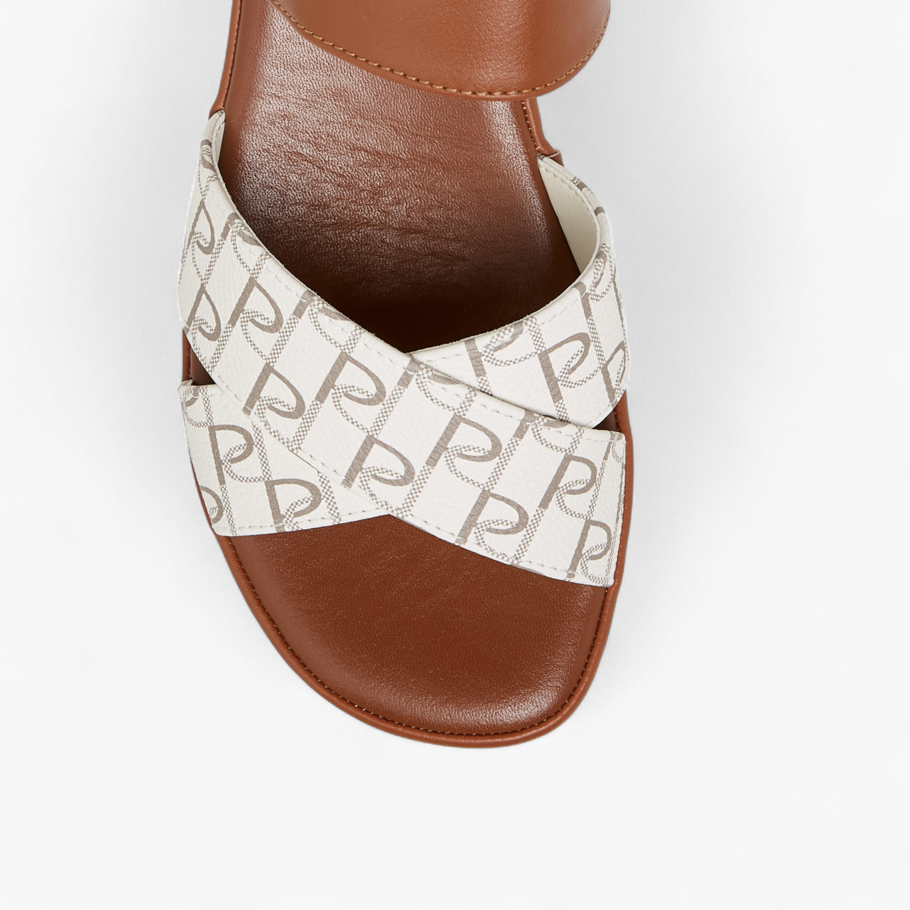 Paprika Monogram Print Sandals with Block Heels-women-shoes-sandals-heeled-image-4