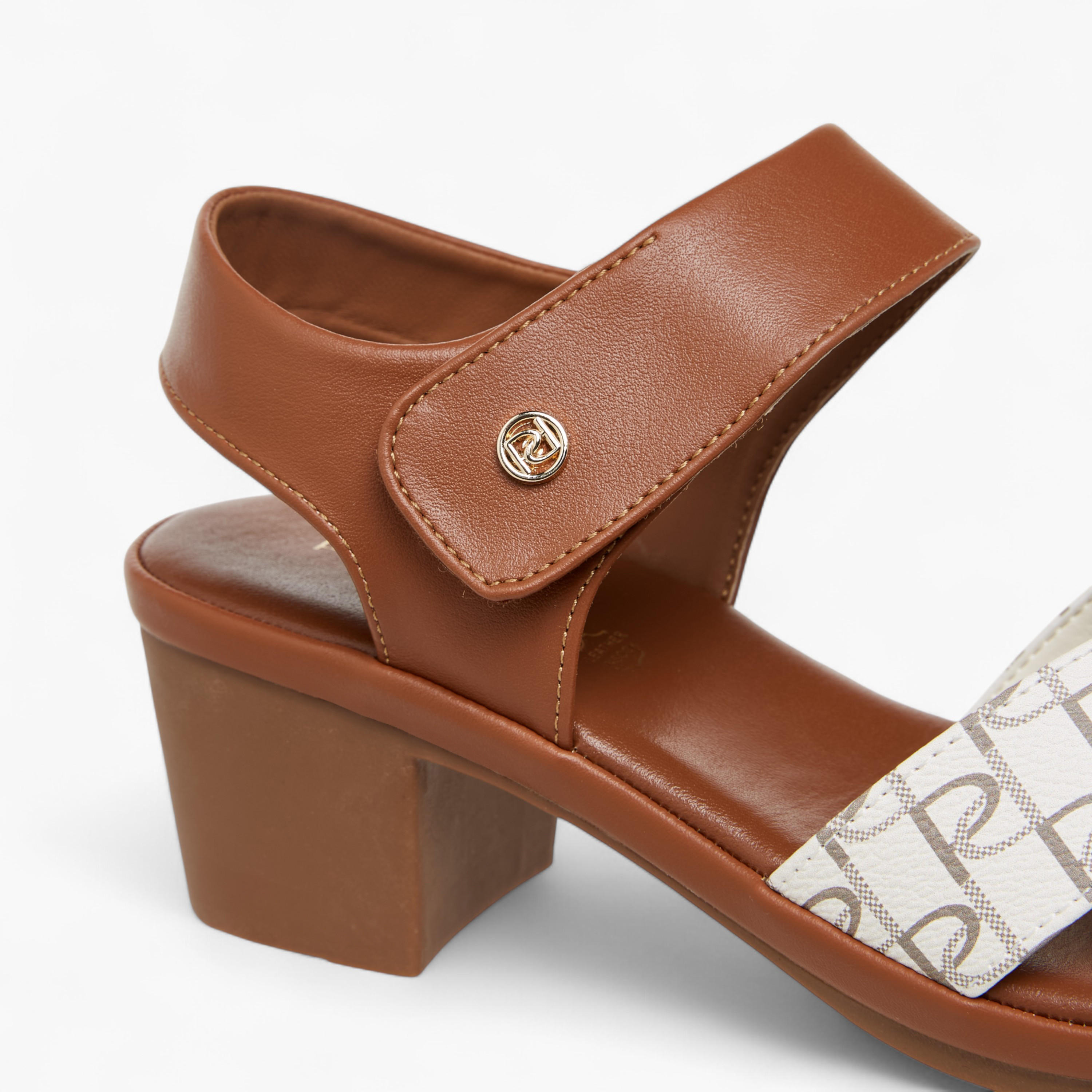 Paprika Monogram Print Sandals with Block Heels-women-shoes-sandals-heeled-image-6