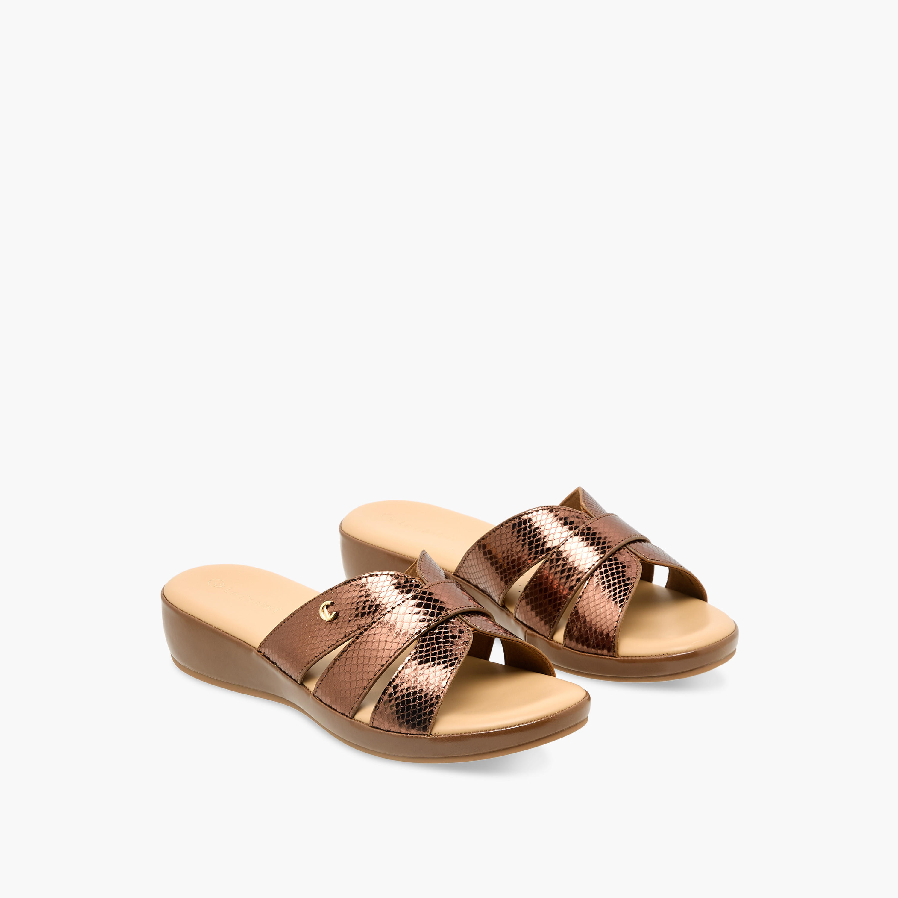 Le Confort Women Textured Cross Strap Sandals-women-shoes-sandals-heeled-image-1