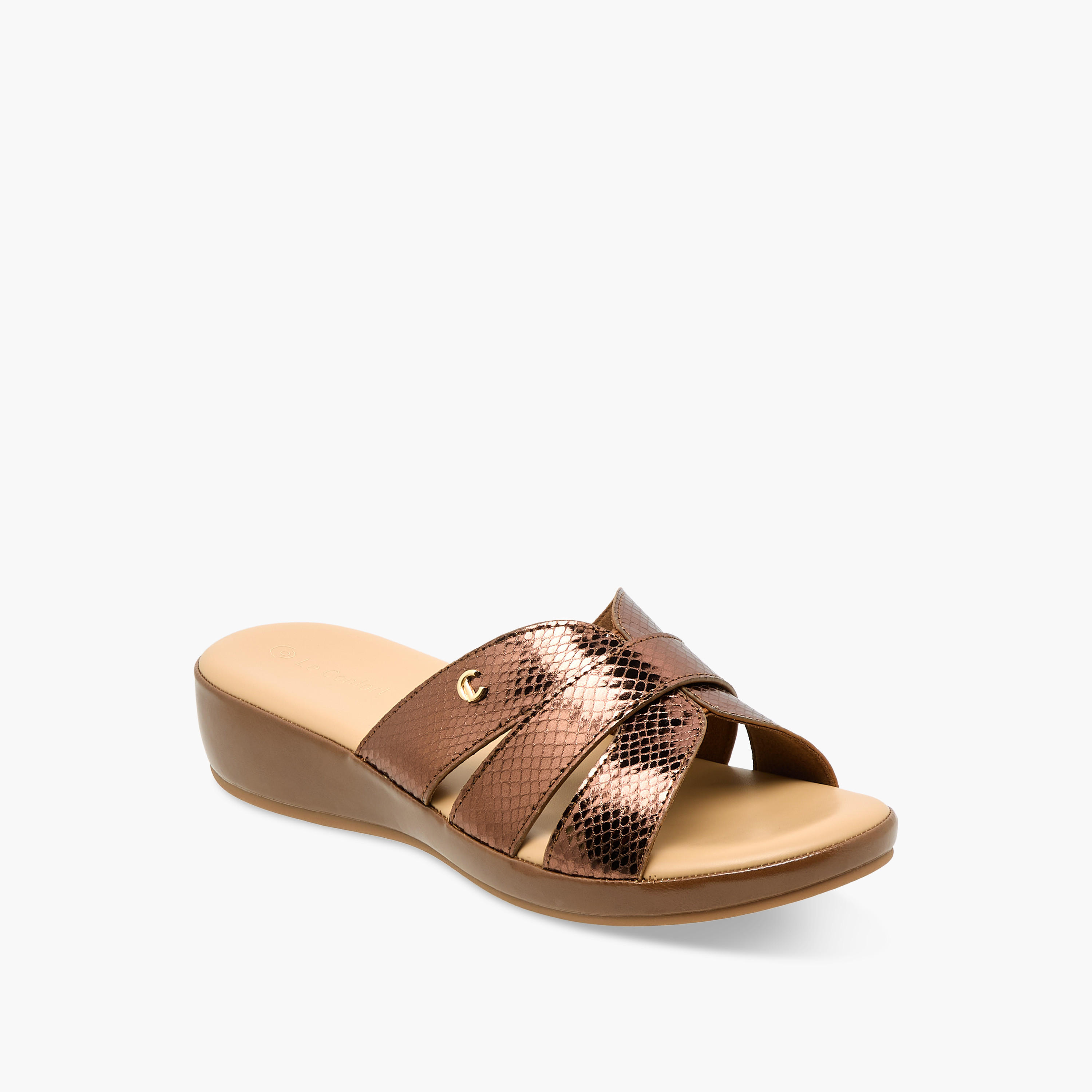 Le Confort Women Textured Cross Strap Sandals-women-shoes-sandals-heeled-image-2