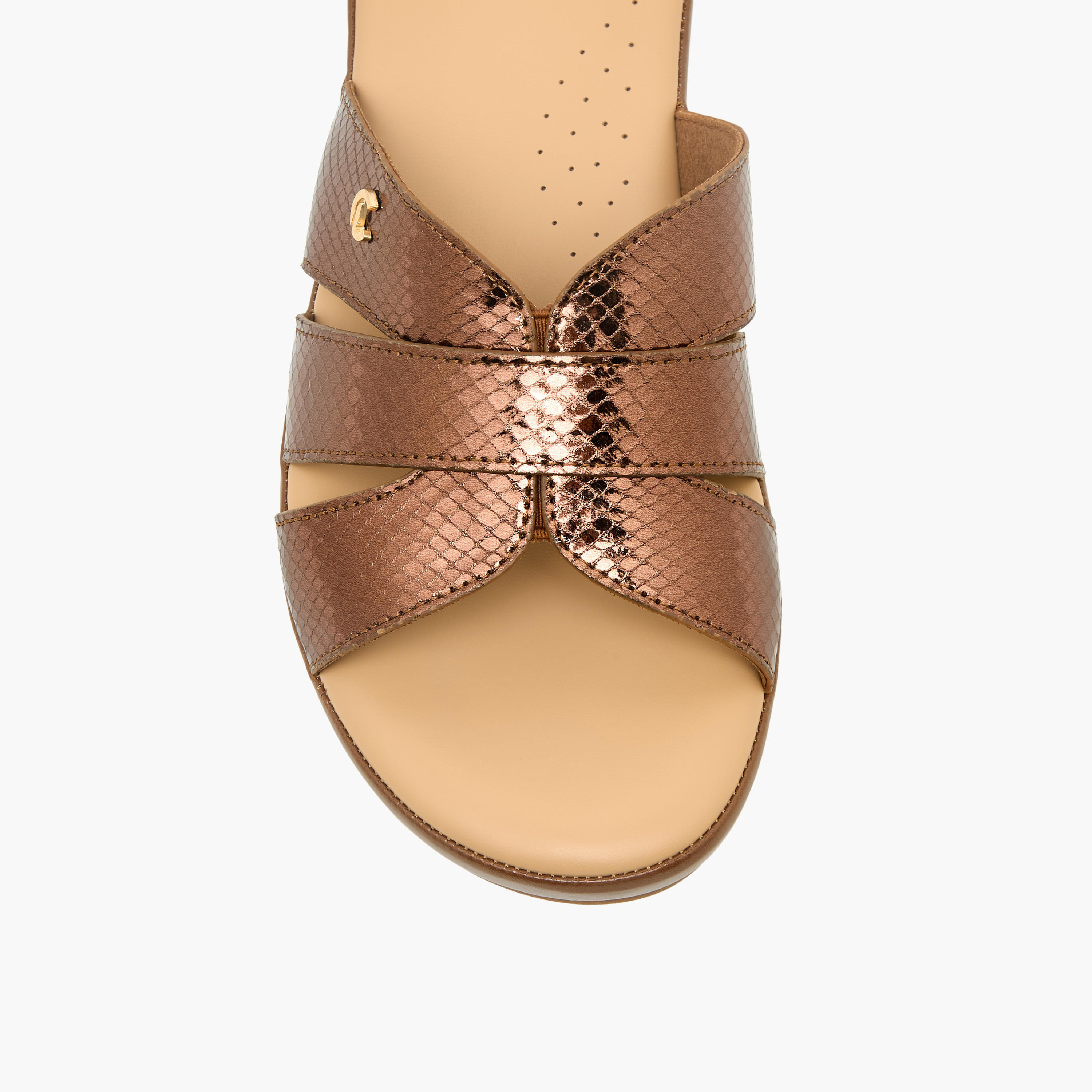 Le Confort Women Textured Cross Strap Sandals-women-shoes-sandals-heeled-image-4