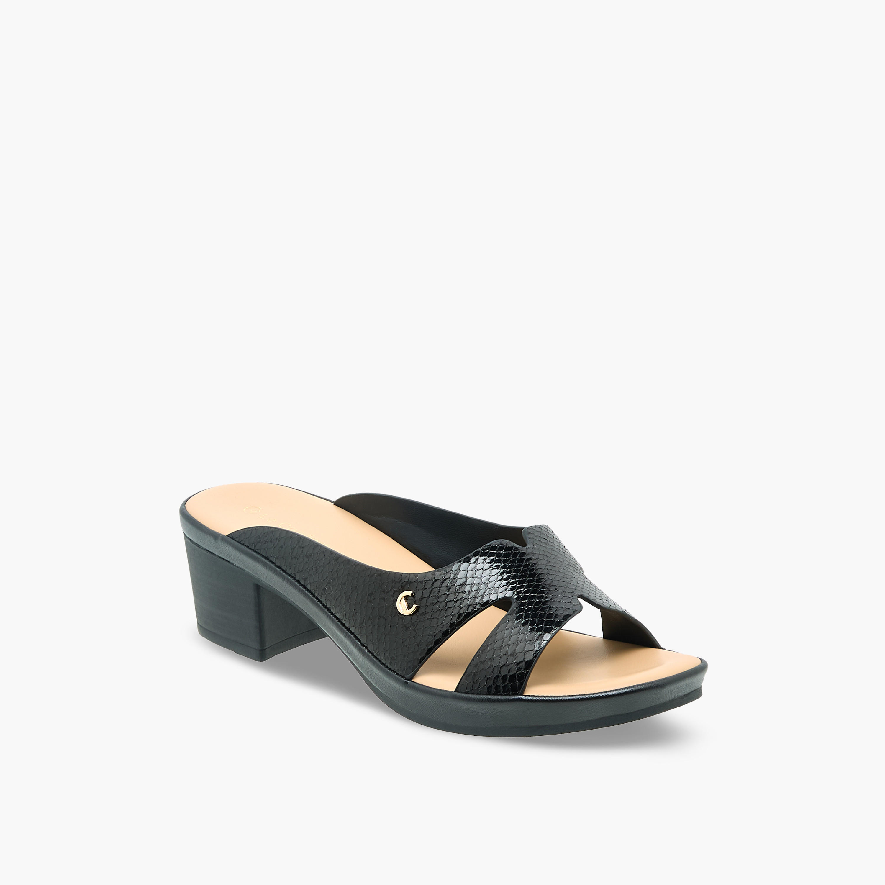 صندل بكعب عريض وأحزمة متقاطعة للنساء من لو كونفور-women-shoes-sandals-heeled-image-2