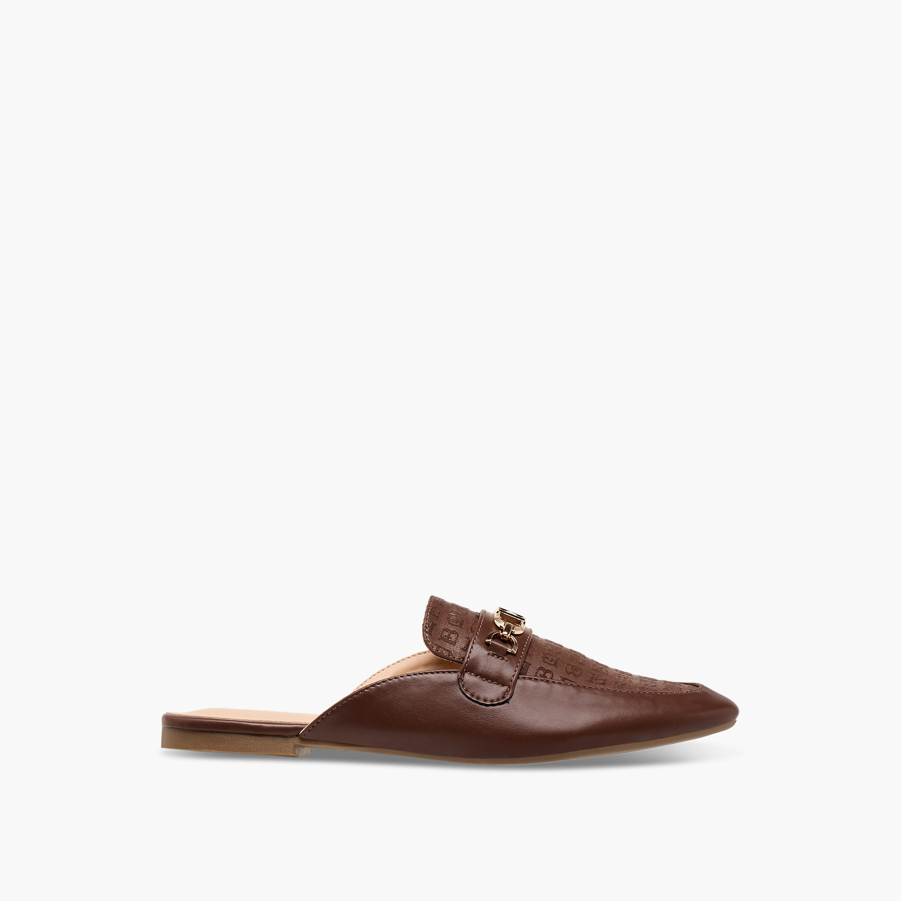 Flora Bella Monogram Embossed Mules with Metal Accent-women-shoes-flats-mules-image-3
