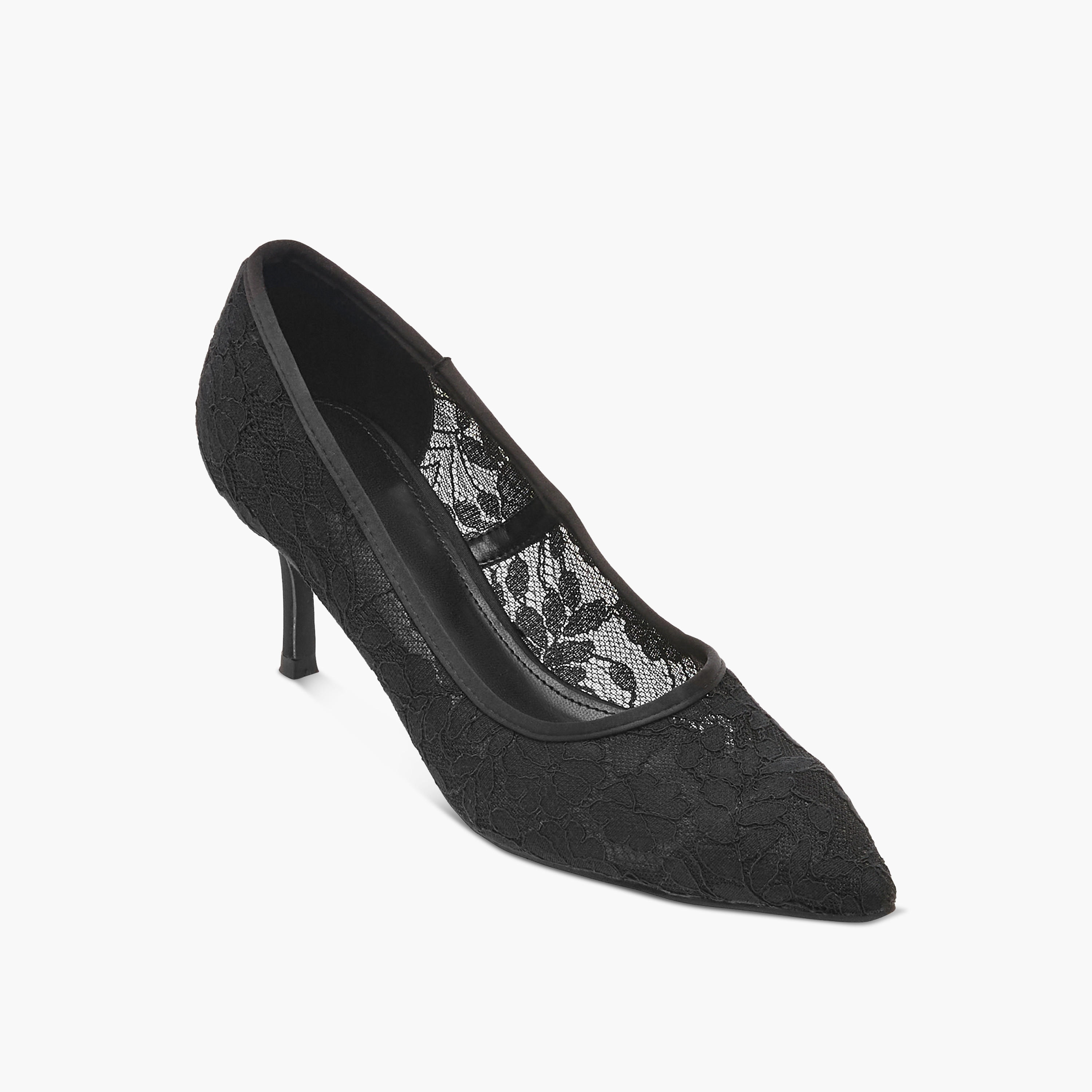 حذاء كلاسيكي سهل الارتداء بدانتيل ارز الملمس بكعب ستيليتو من فلورا بيلا-women-shoes-heels-image-2