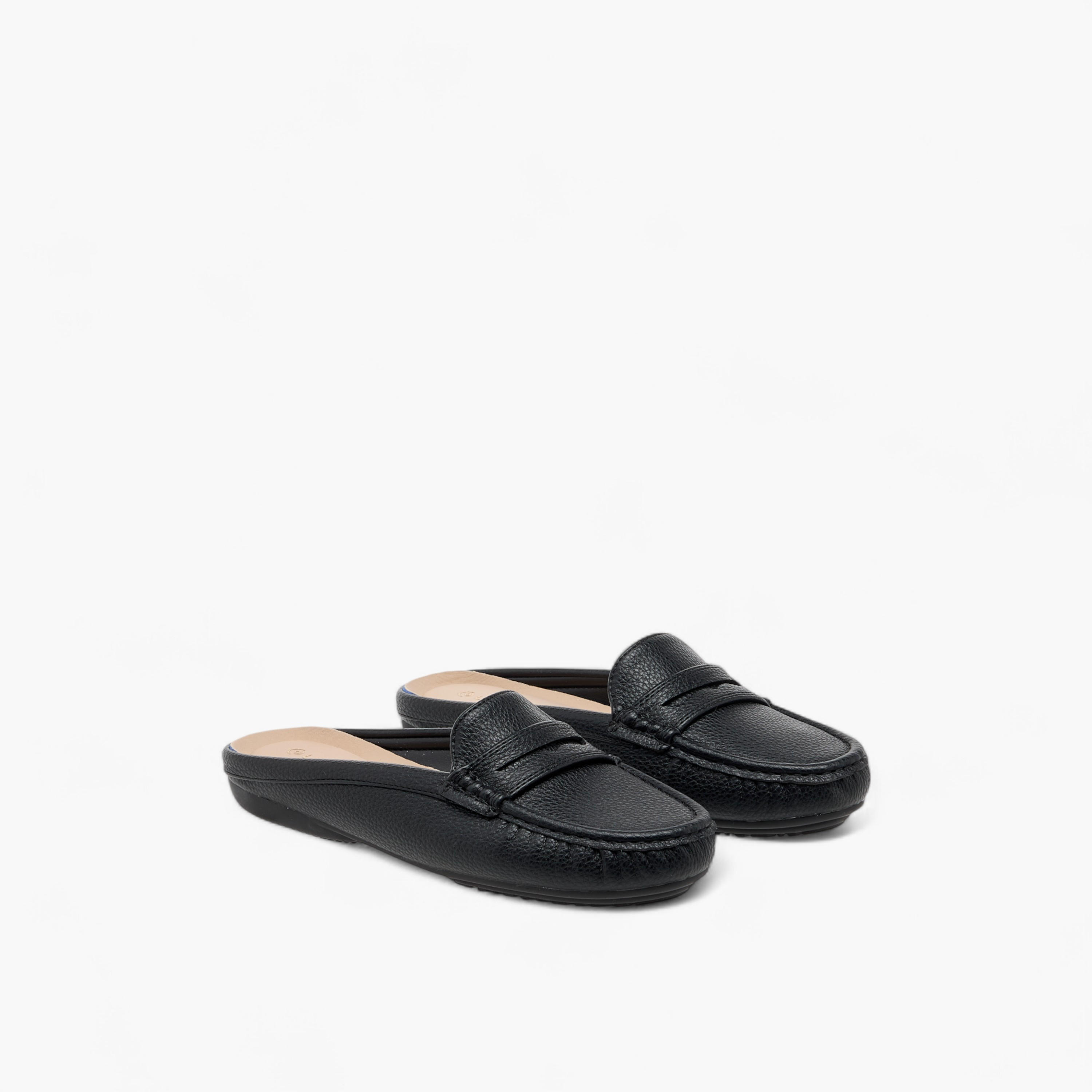 Le Confort Textured Slip-On Mules with Cut-Out Detail-women-shoes-flats-mules-image-1
