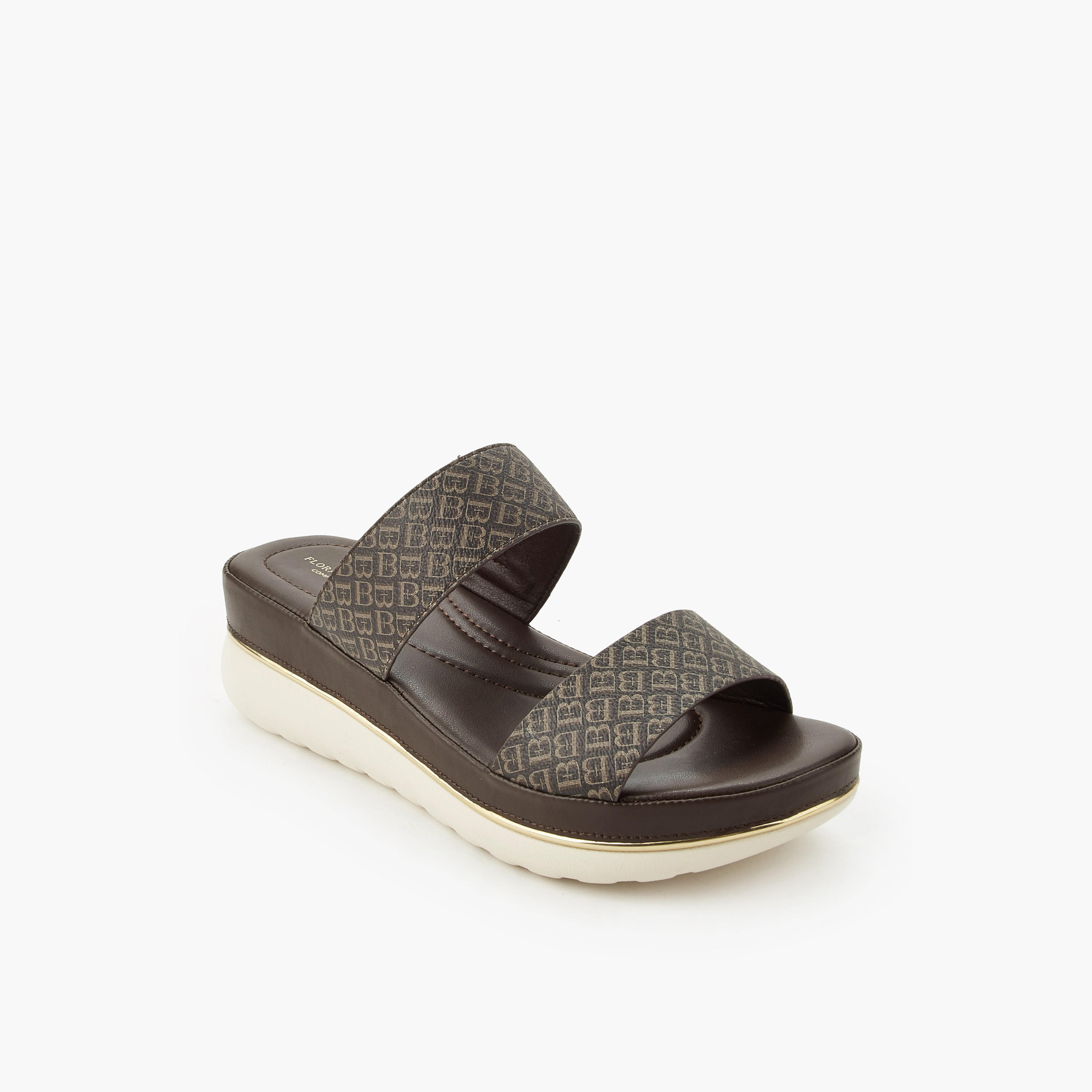 صندل بكعب عريض وطبعات مونوجرام للنساء من فلورا بيلا-women-shoes-flats-sandals-image-2