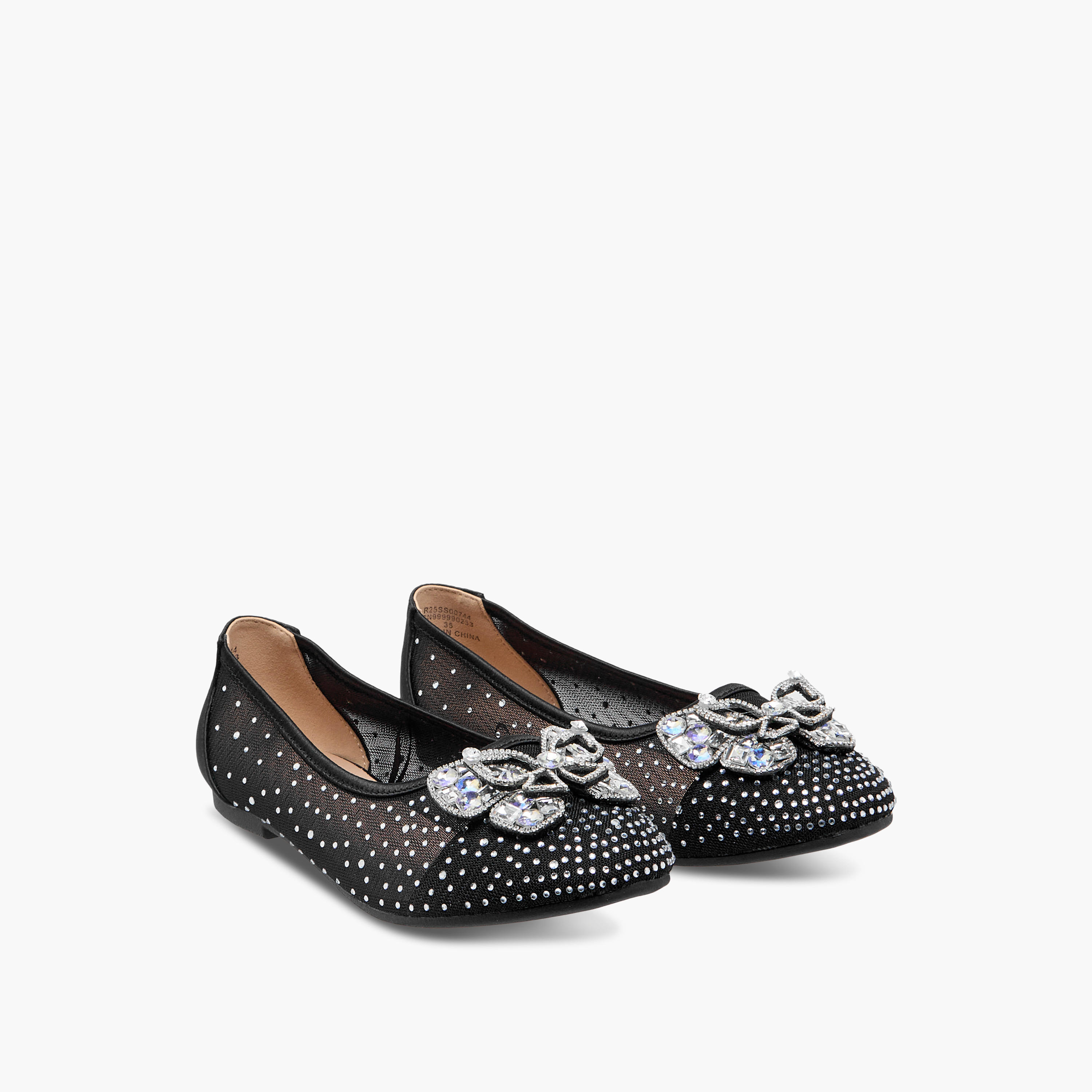 Celeste Girls' Bow Embellished Slip-On Ballerina Shoes-girls-shoes-ballerinas-image-1