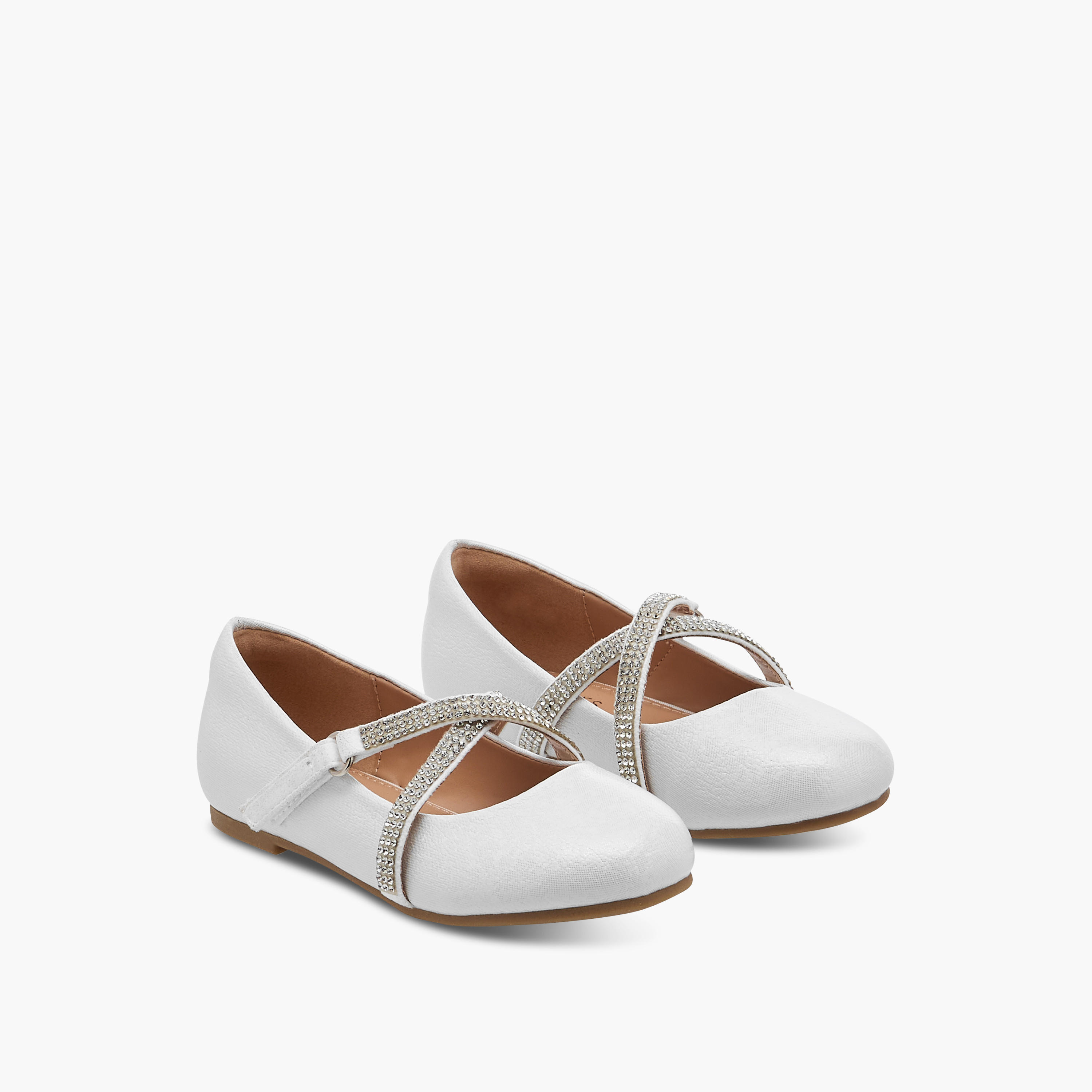 Juniors Embellished Mary Jane Shoes with Hook and Loop Closure-girls-shoes-ballerinas-image-1