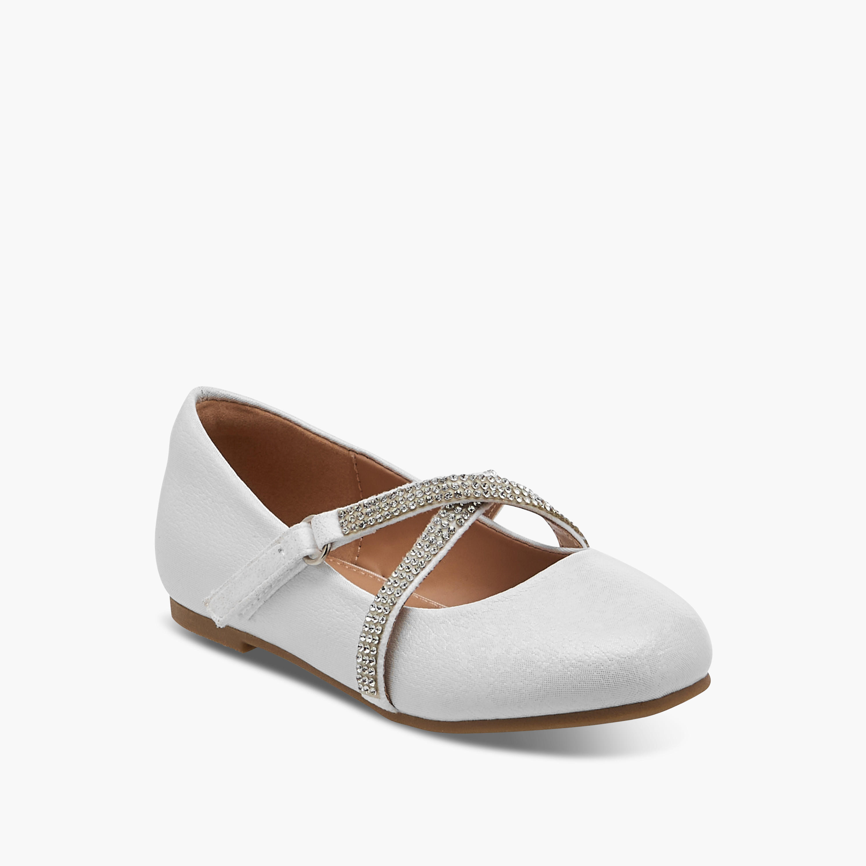 Juniors Embellished Mary Jane Shoes with Hook and Loop Closure-girls-shoes-ballerinas-image-2