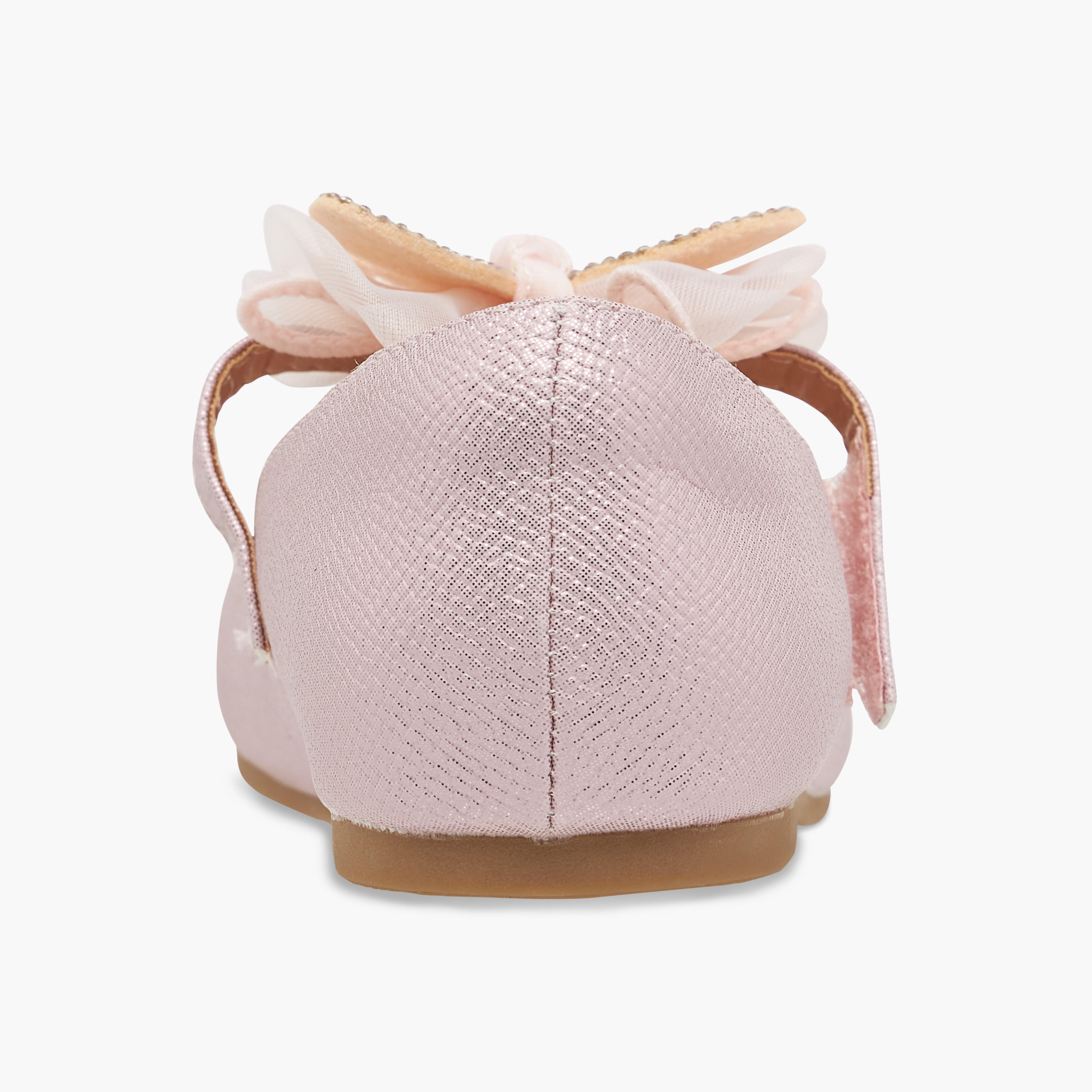 Juniors Butterfly Embellished Ballerina Shoes with Hook and Loop Closure-girls-shoes-maryjanes-image-5
