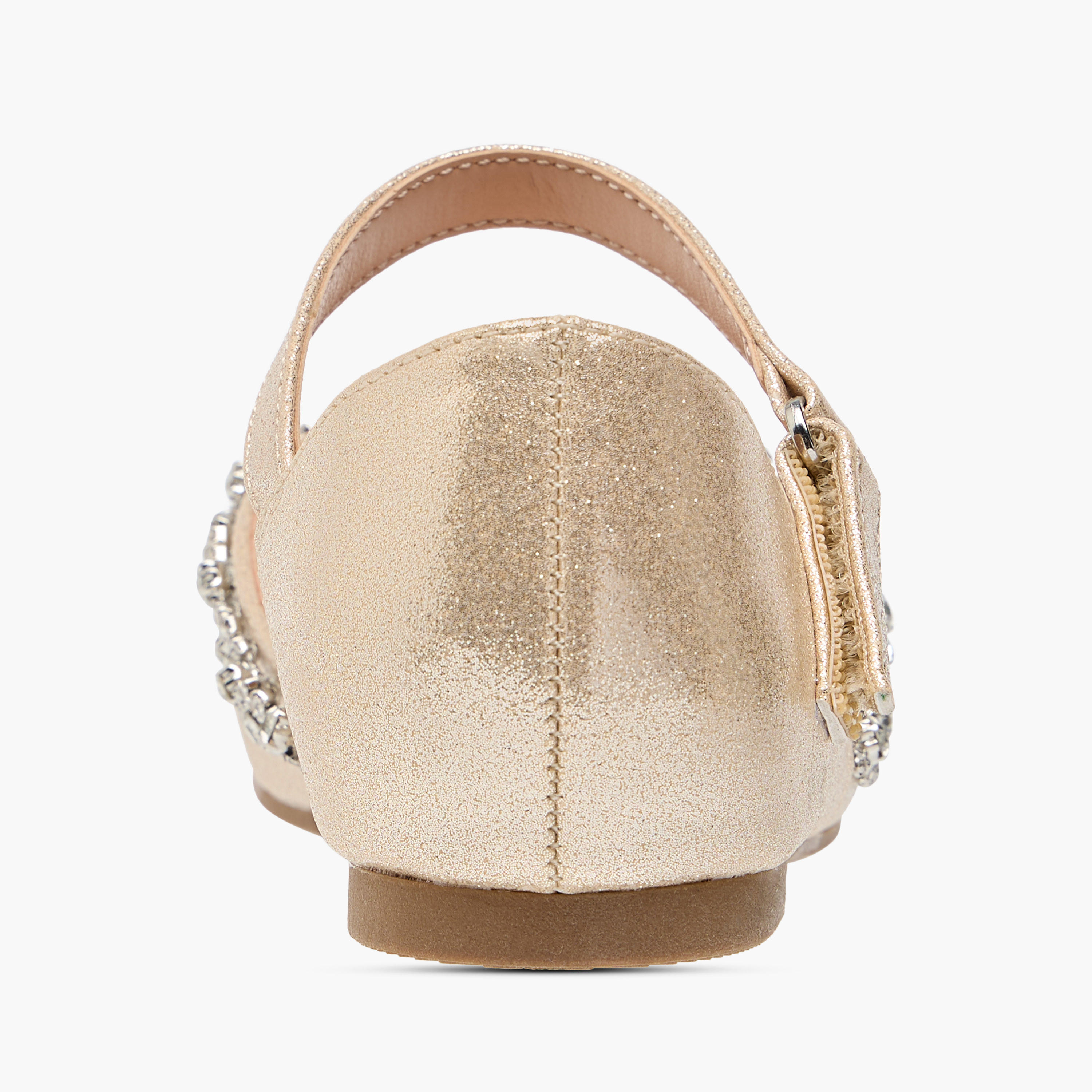 Juniors Embellished Closed Toe Shoes with Hook and Loop Closure-girls-shoes-ballerinas-image-4