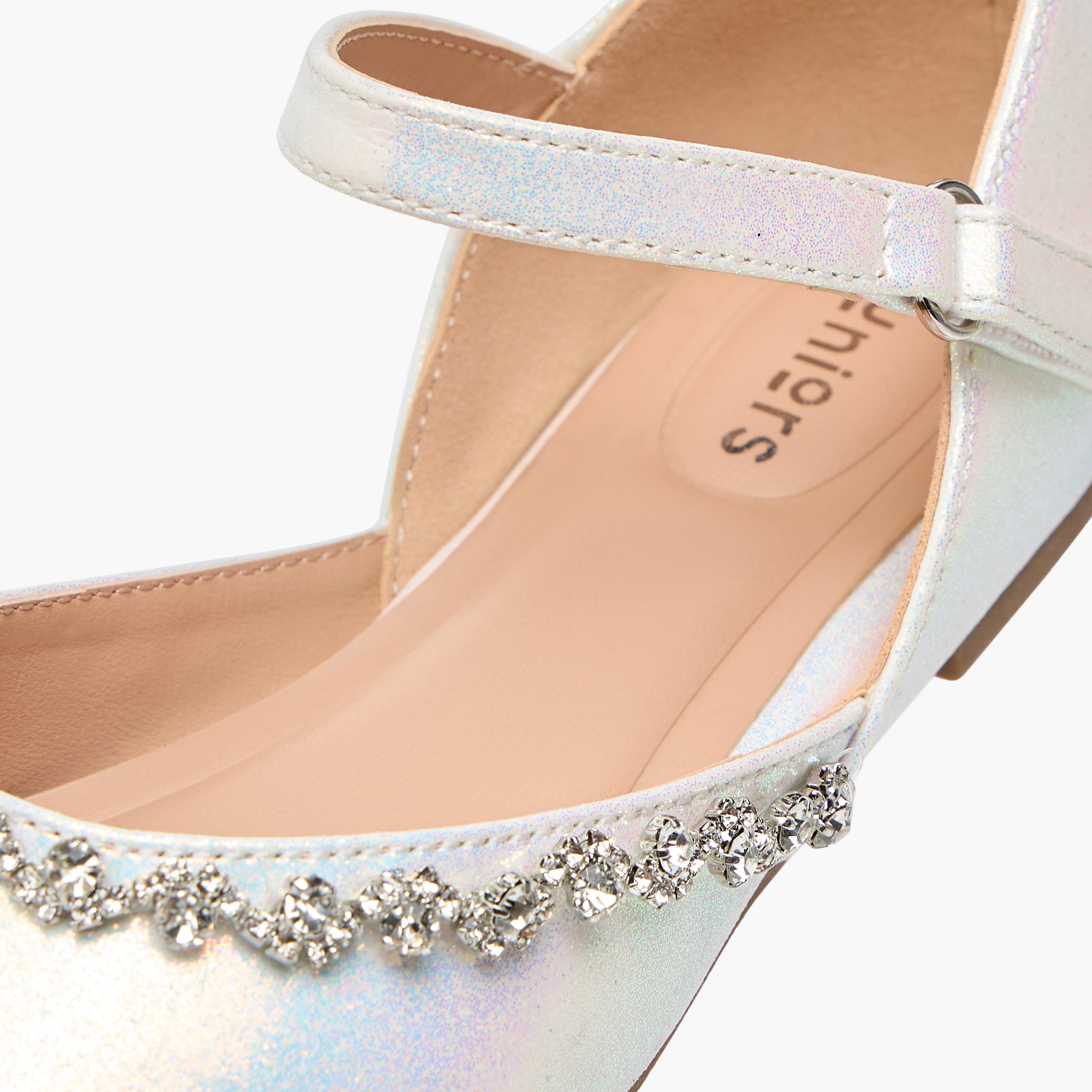 Juniors Embellished Closed Toe Shoes with Hook and Loop Closure-girls-shoes-ballerinas-image-6