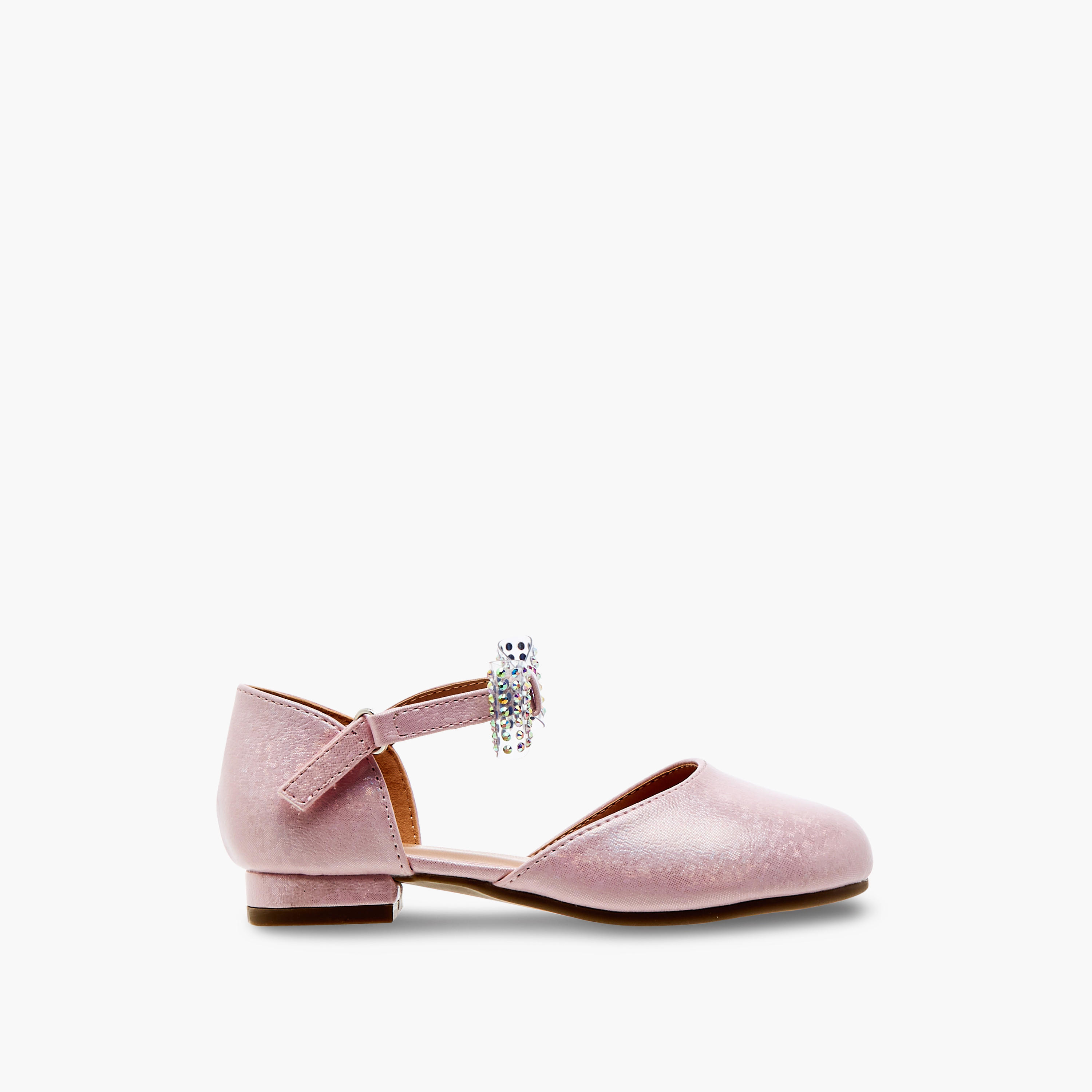 حذاء باليرينا بشريط إغلاق لاصق وفيونكة مزينة من جونيورز-girls-shoes-sandals-image-3