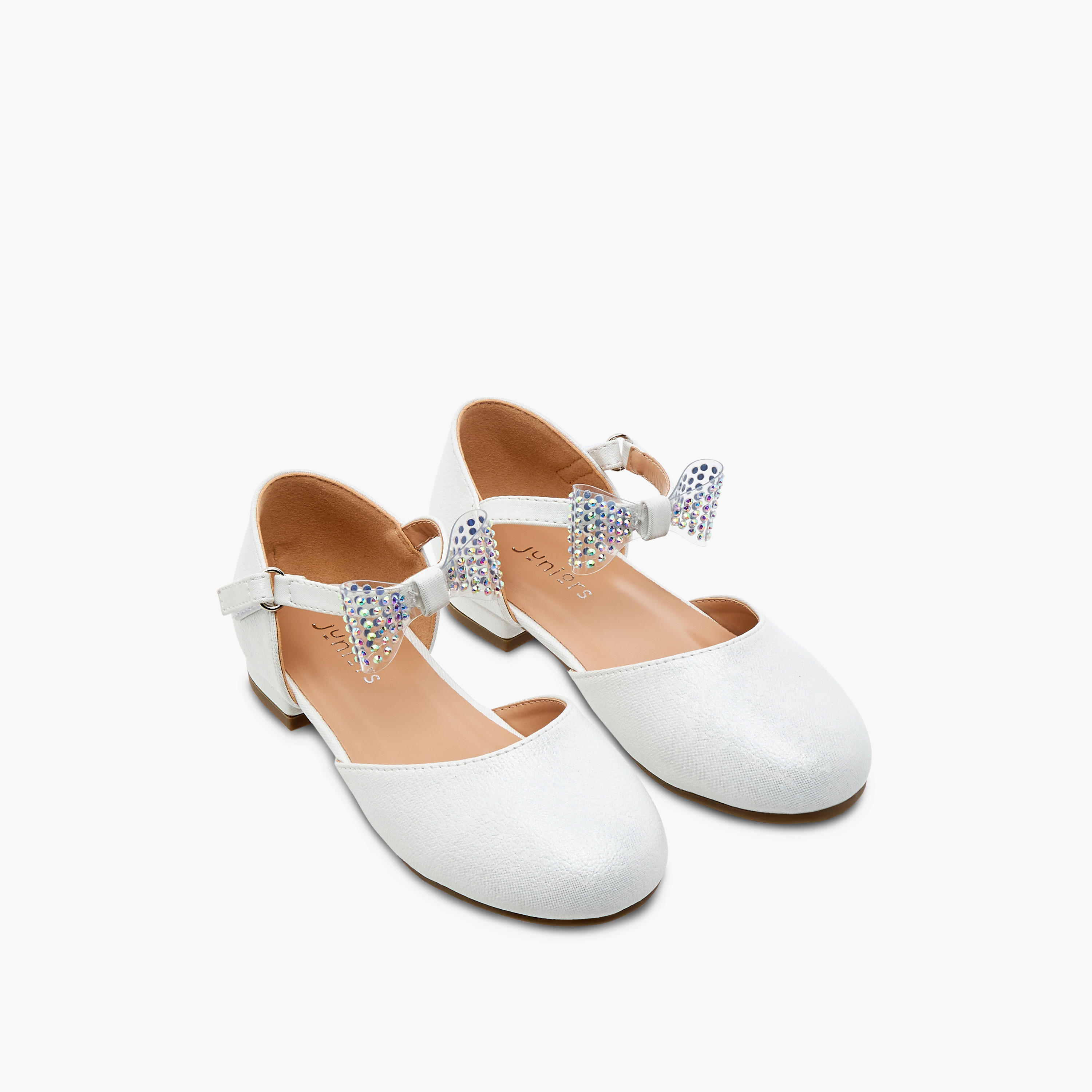 حذاء باليرينا بشريط إغلاق لاصق وفيونكة مزينة من جونيورز-girls-shoes-sandals-image-7