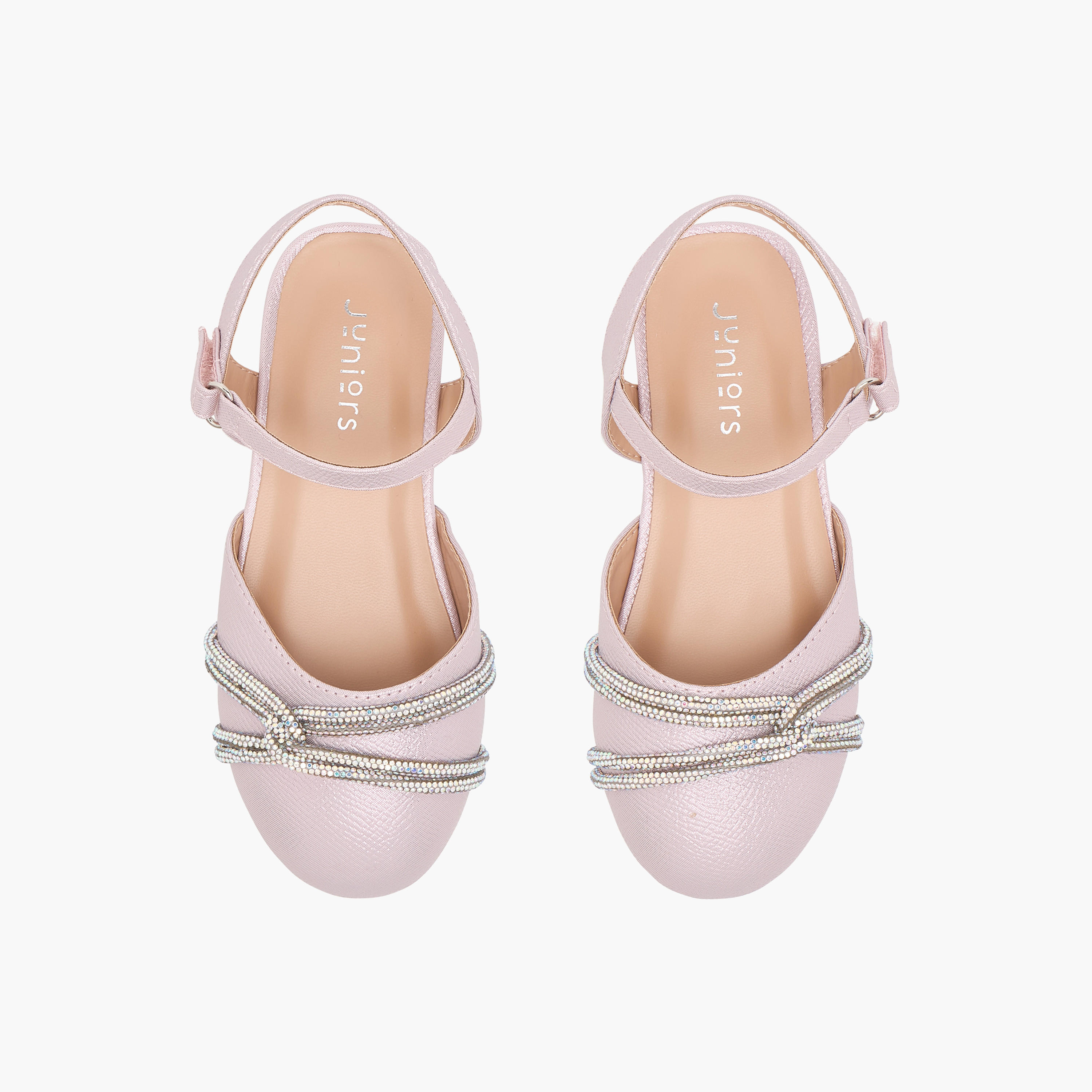 Juniors Embellished Shoes with Hook and Loop Closure-girls-shoes-sandals-image-1