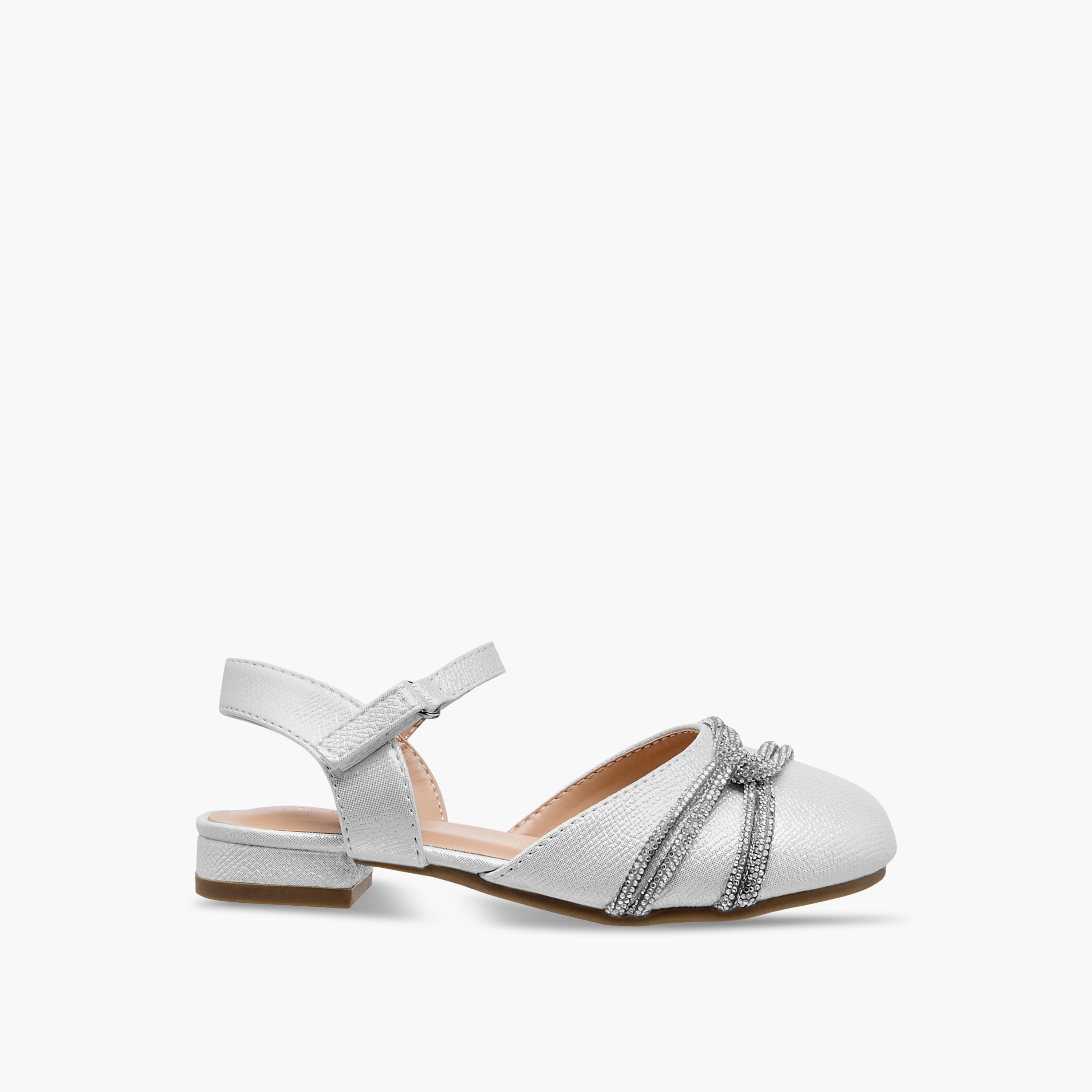 Juniors Embellished Shoes with Hook and Loop Closure-girls-shoes-sandals-image-3