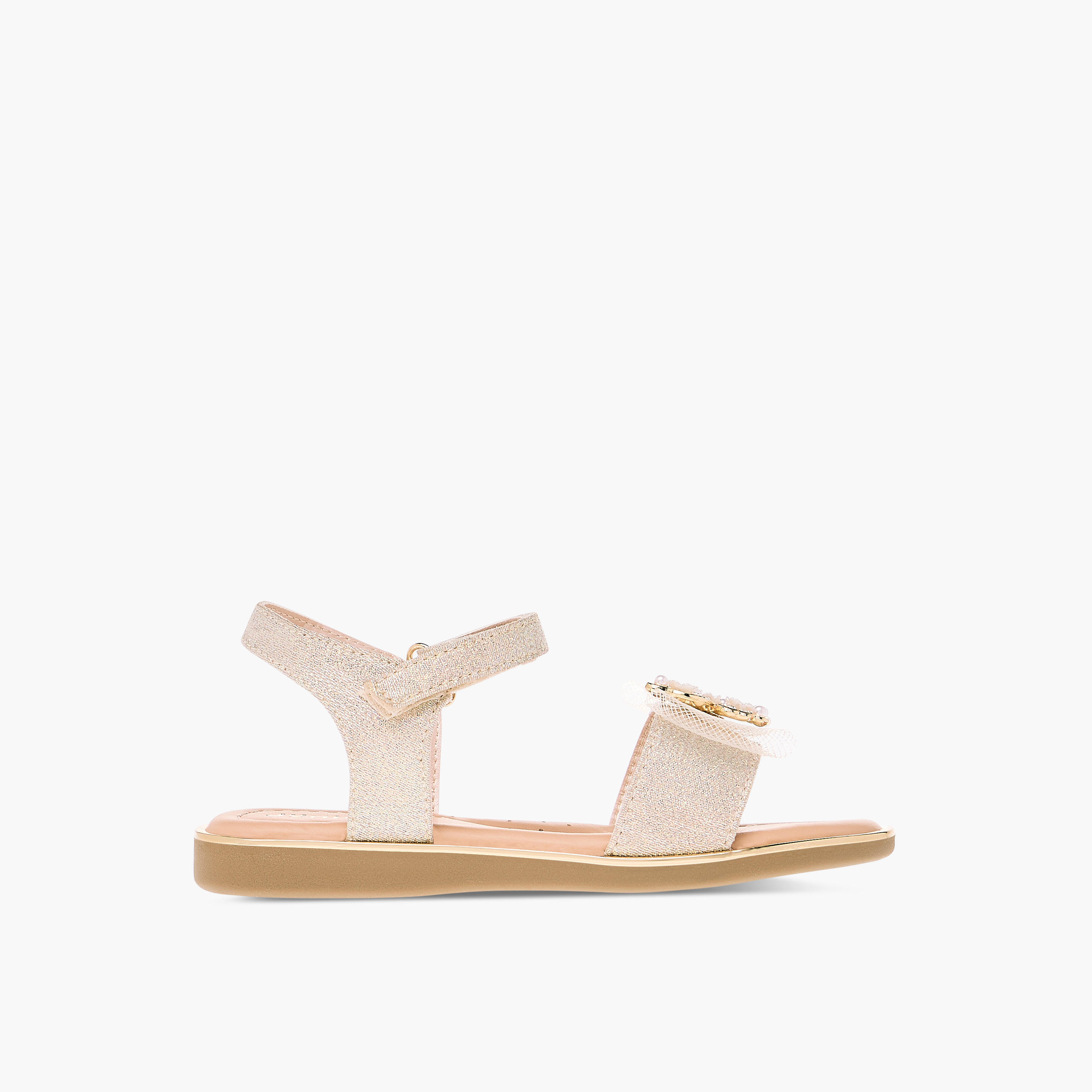 Juniors Embellished Bow Applique Sandals with Hook and Loop Closure-girls-shoes-sandals-image-2