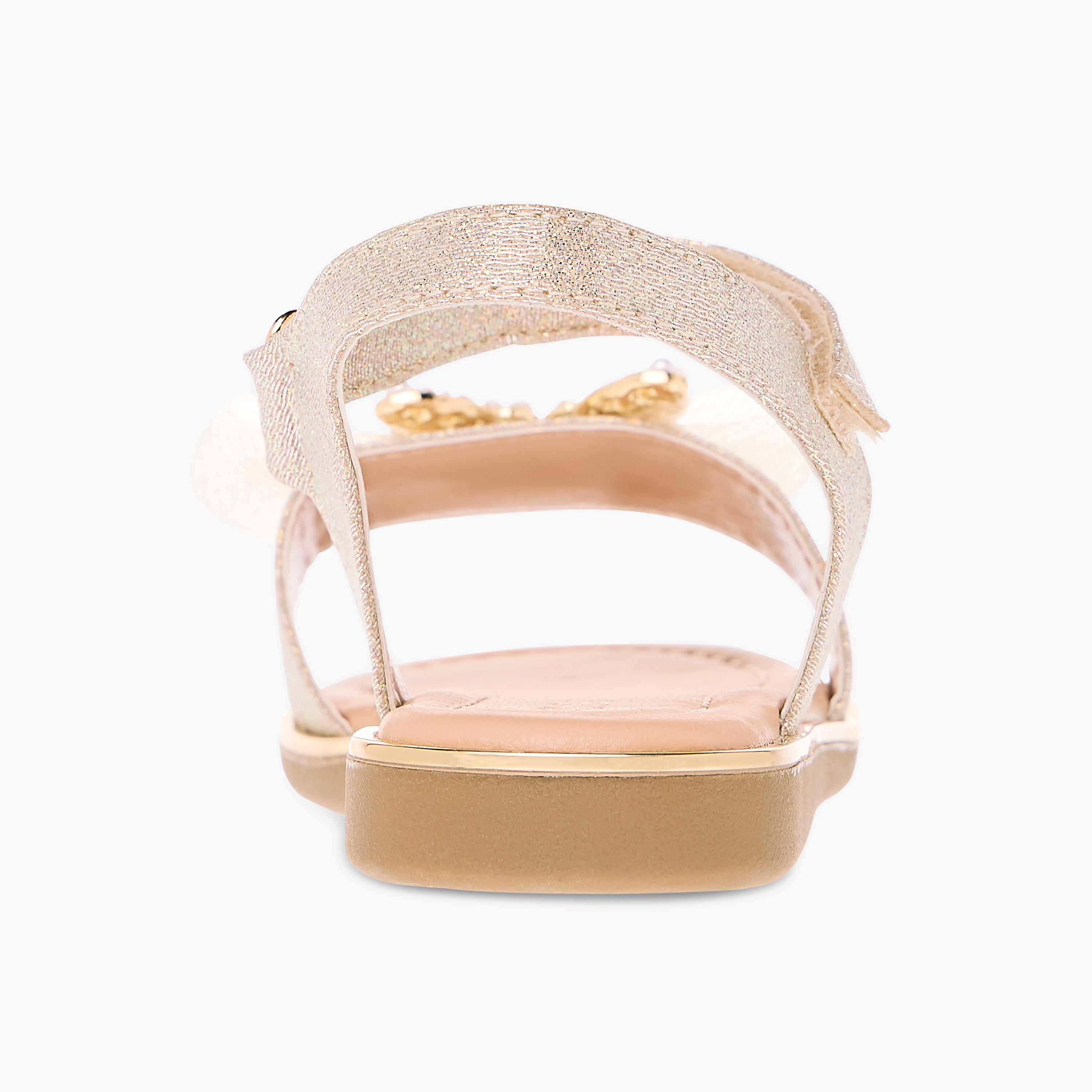 Juniors Embellished Bow Applique Sandals with Hook and Loop Closure-girls-shoes-sandals-image-4