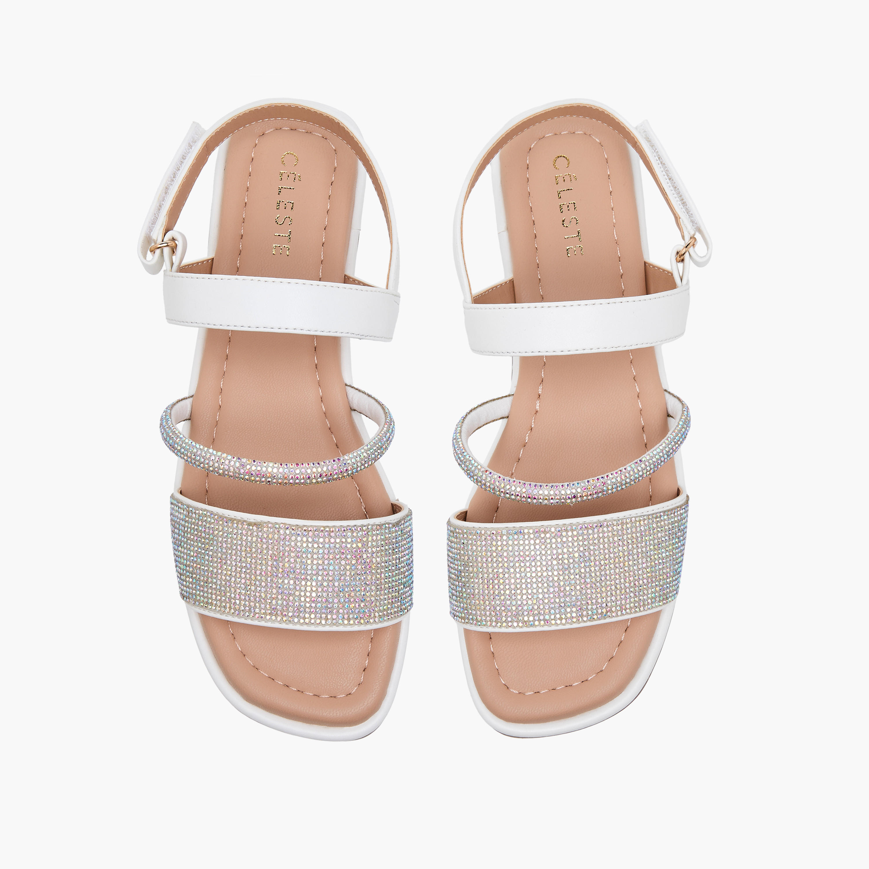 Celeste Girls' Embellished Open Toe Sandals with Hook and Loop Closure-girls-shoes-sandals-image-1