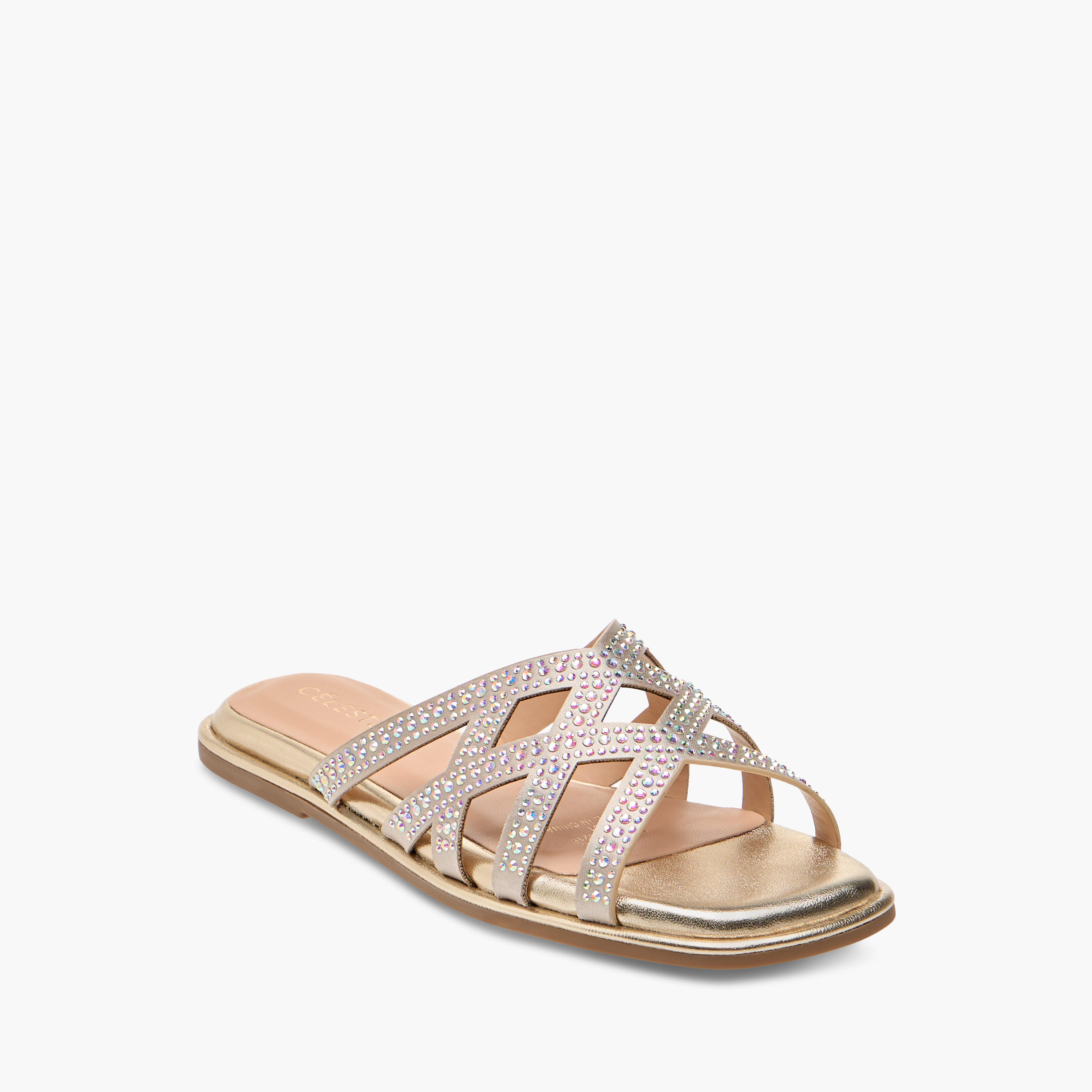 Celeste Girls' Embellished Slip-On Cross Strap Sandals-girls-shoes-sandals-image-2