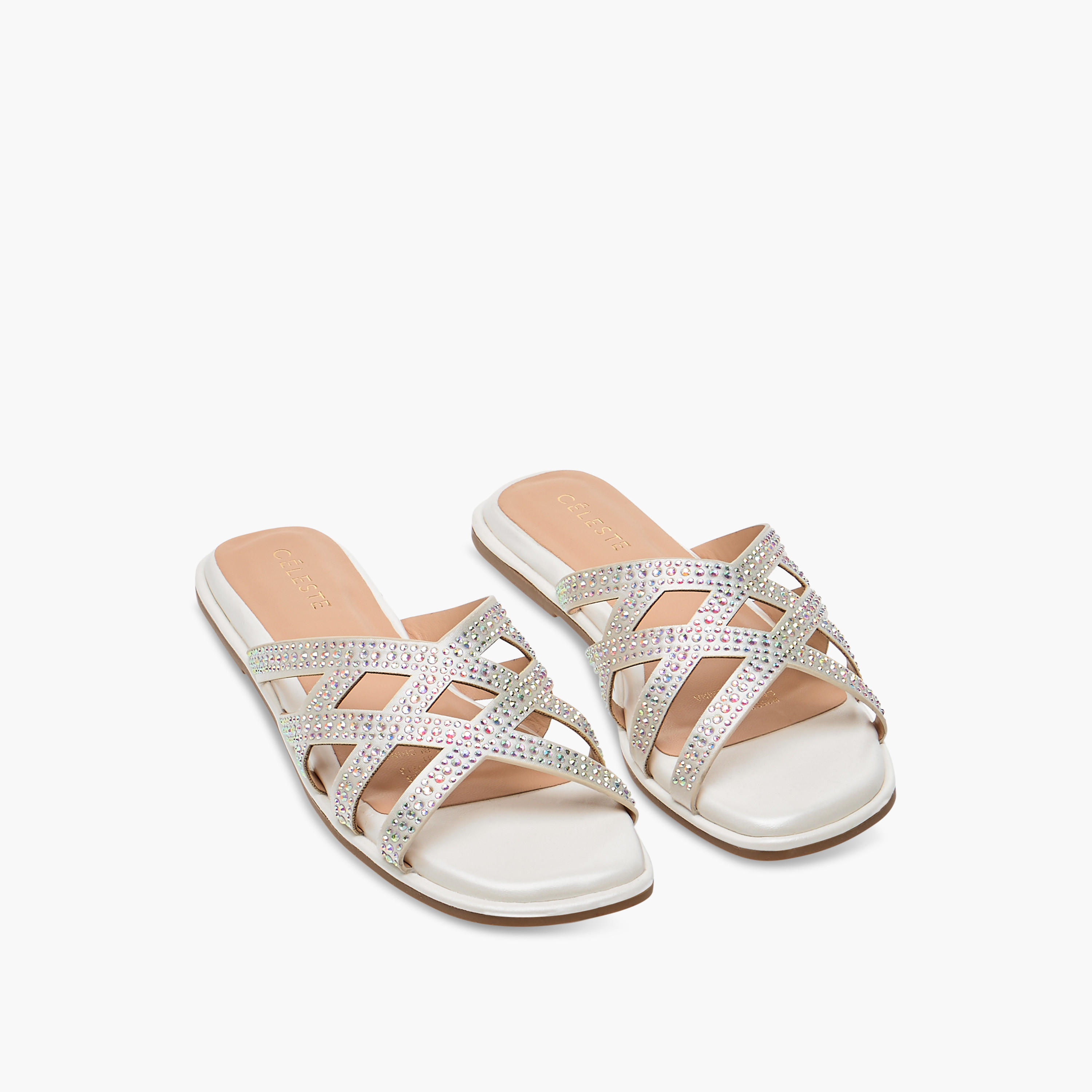 Celeste Girls' Embellished Slip-On Cross Strap Sandals-girls-shoes-sandals-image-1